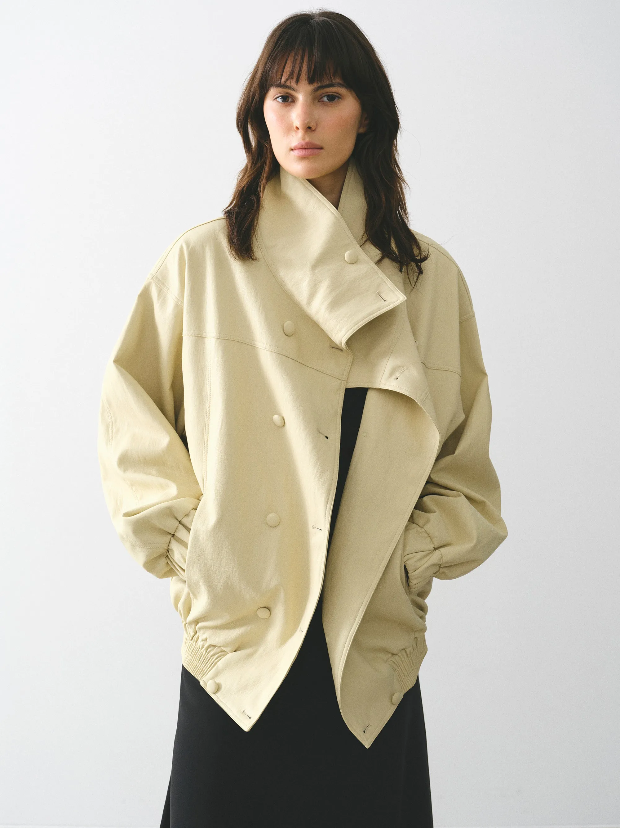 High-Neck Faux-Leather Blouson, Butter sold by Source Unknown product image thumbnail 2