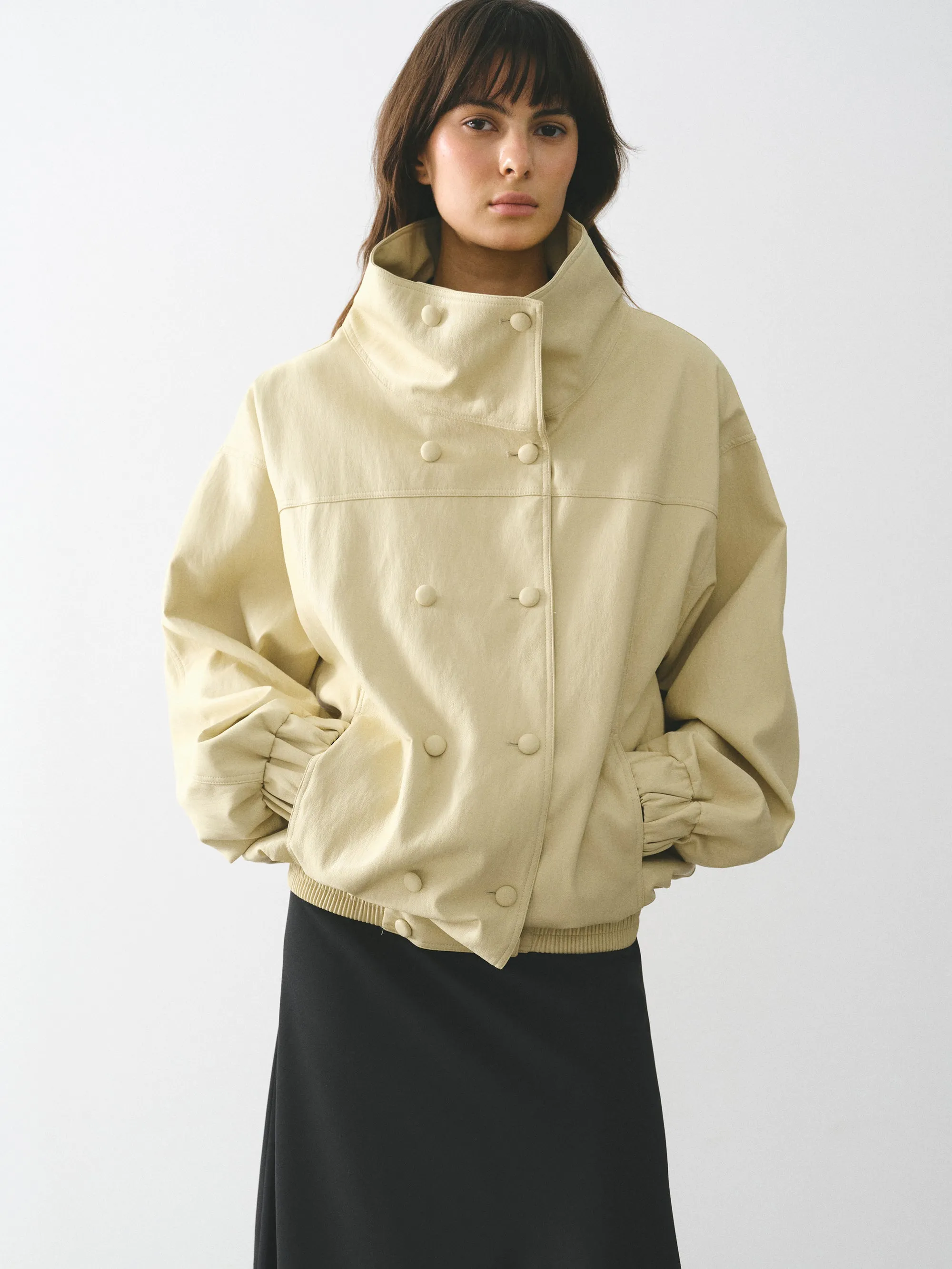 High-Neck Faux-Leather Blouson, Butter sold by Source Unknown product image thumbnail 4