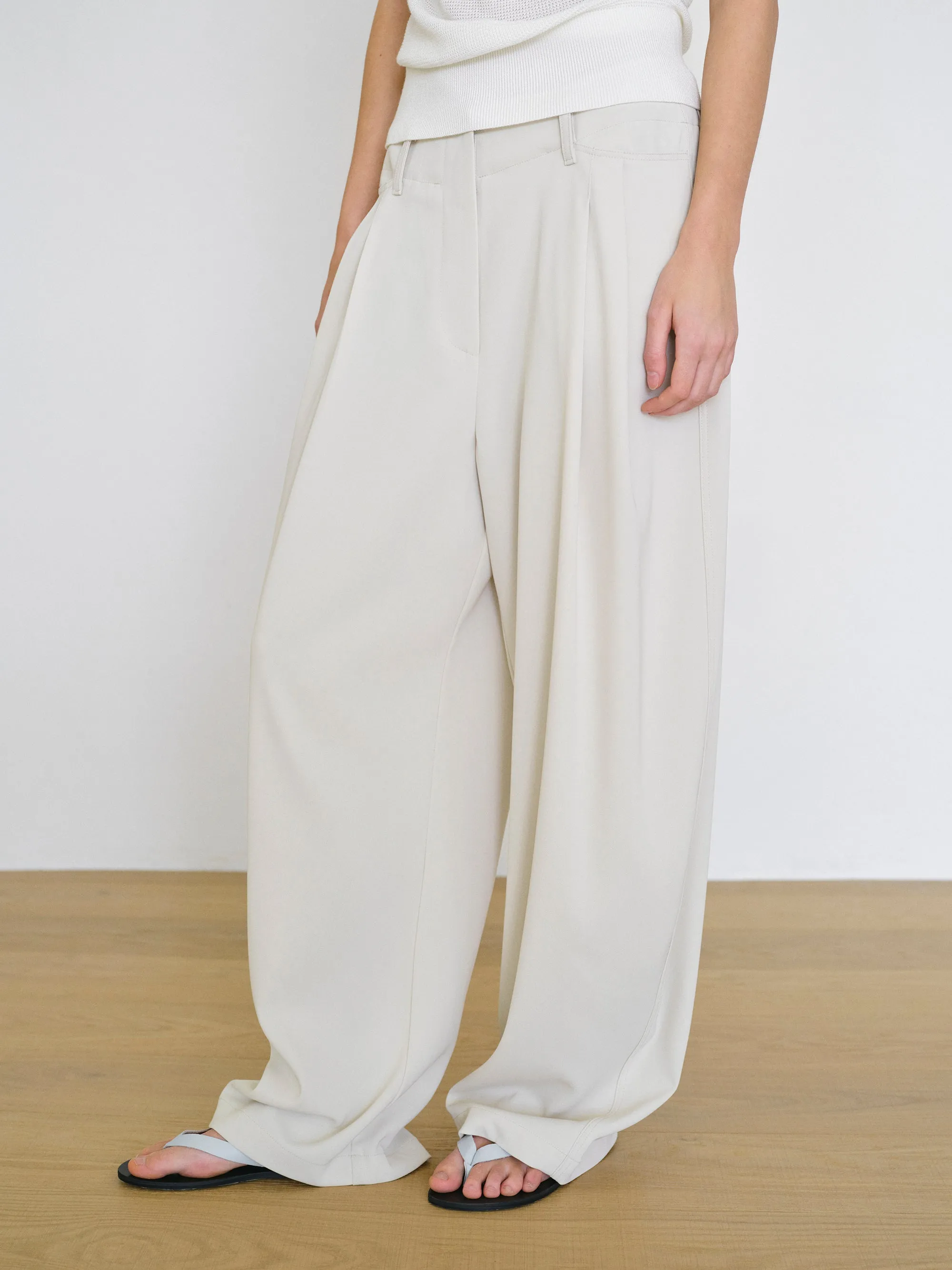Double-Pleat Trousers, Ivory sold by Source Unknown product image thumbnail 3