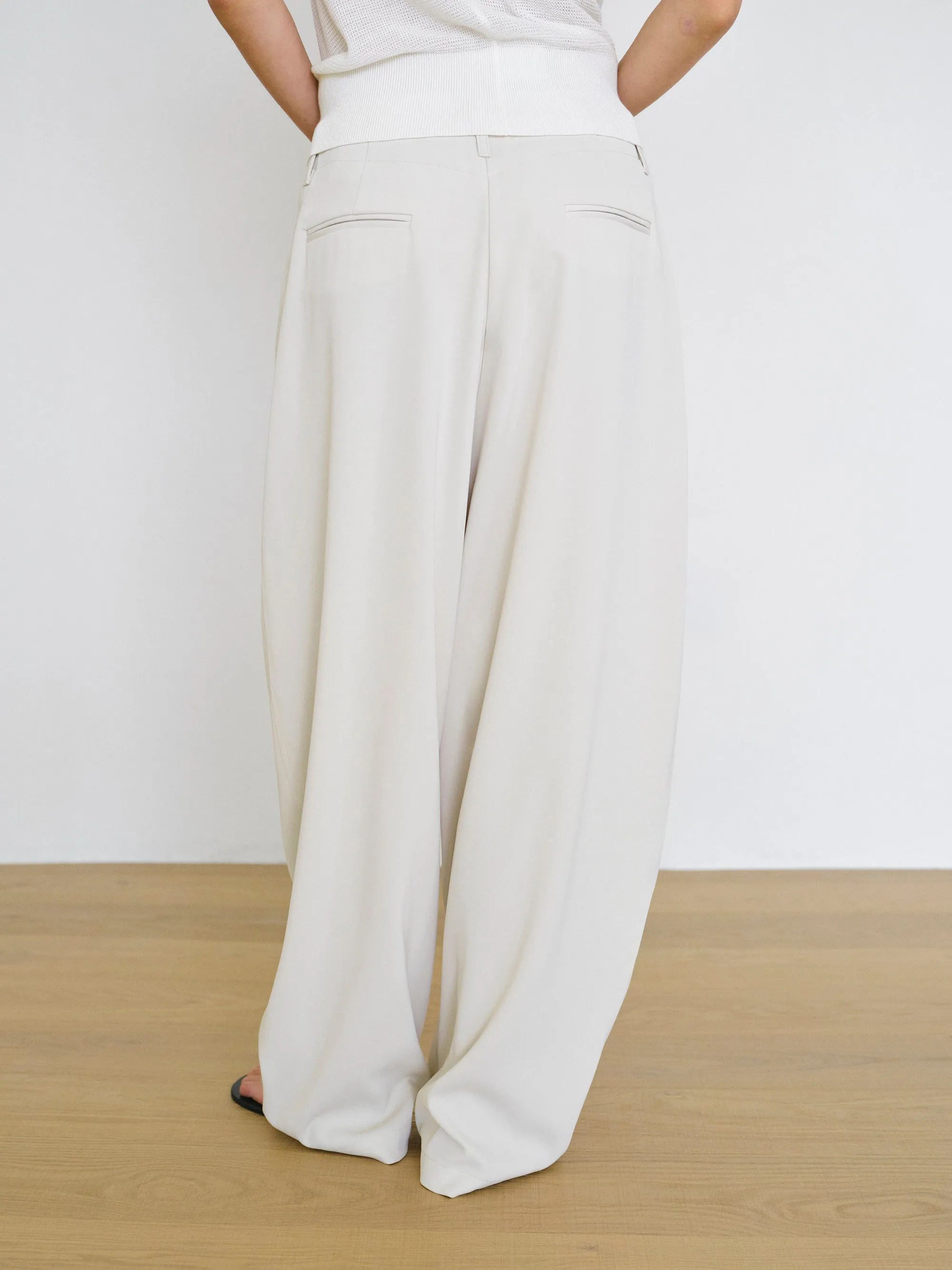 Double-Pleat Trousers, Ivory sold by Source Unknown product image thumbnail 4