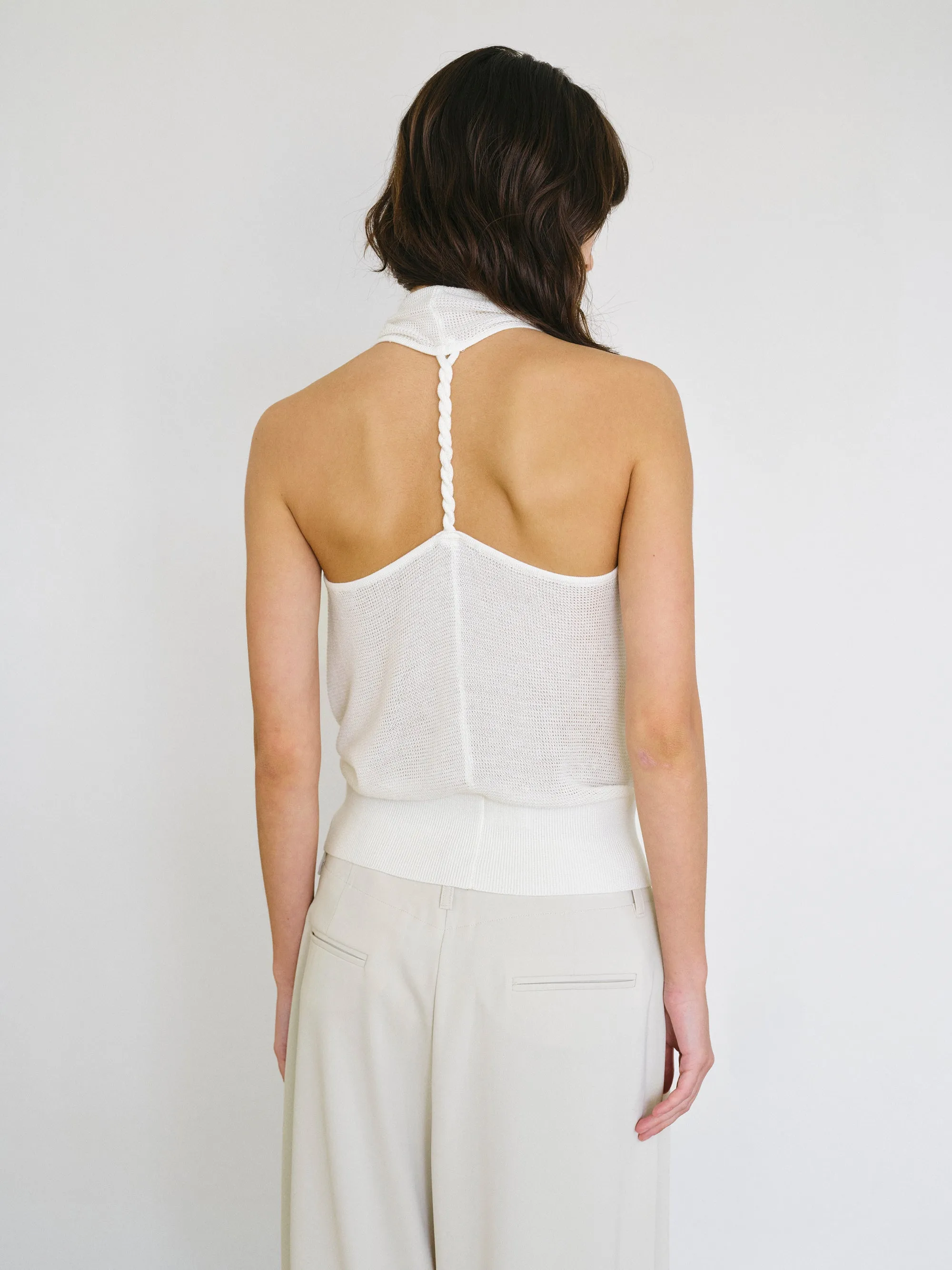 Cowl-Neck Halter Knit Top, Ivory sold by Source Unknown product image thumbnail 5