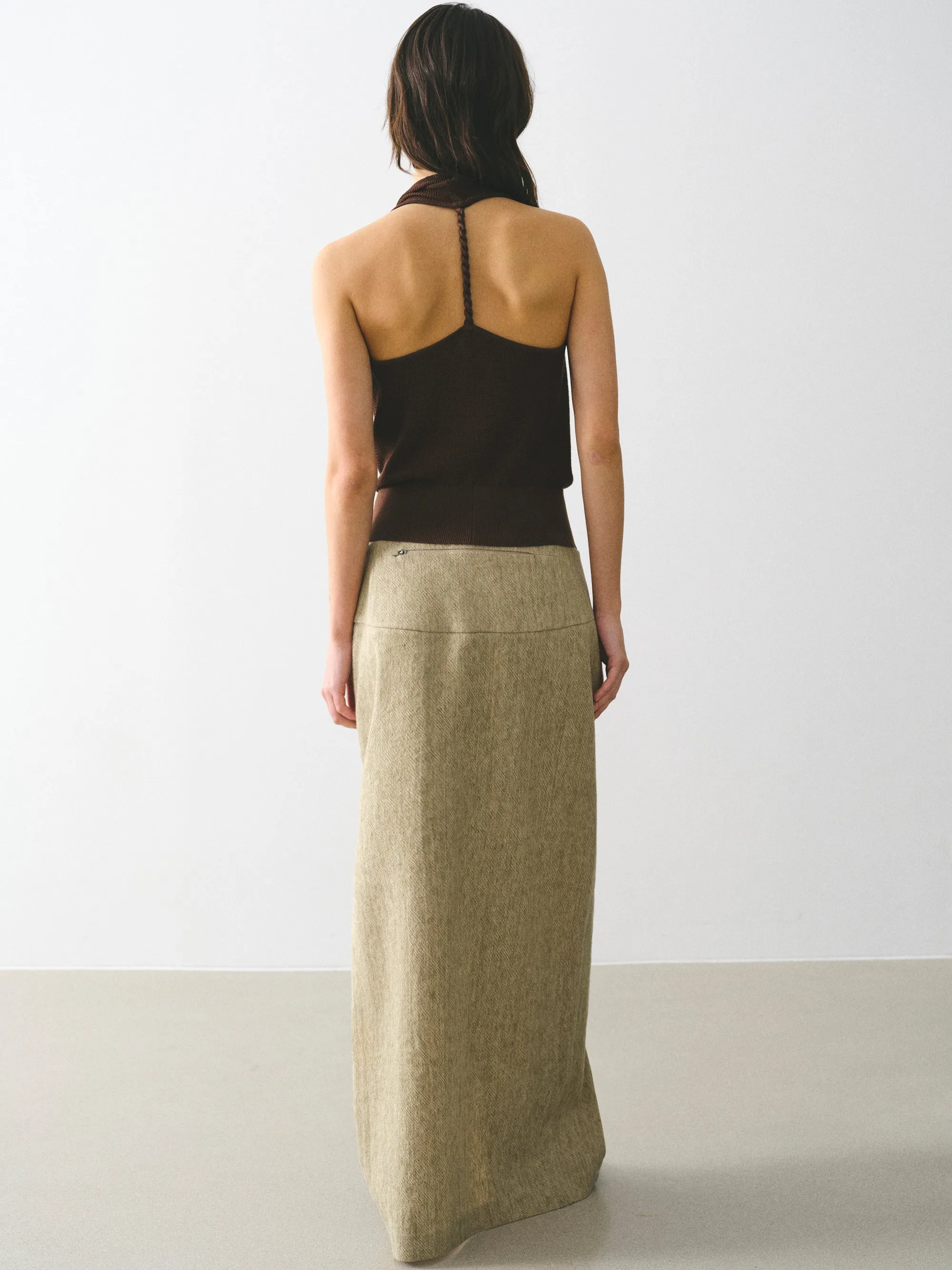 Cowl-Neck Halter Knit Top, Brown sold by Source Unknown product image thumbnail 3