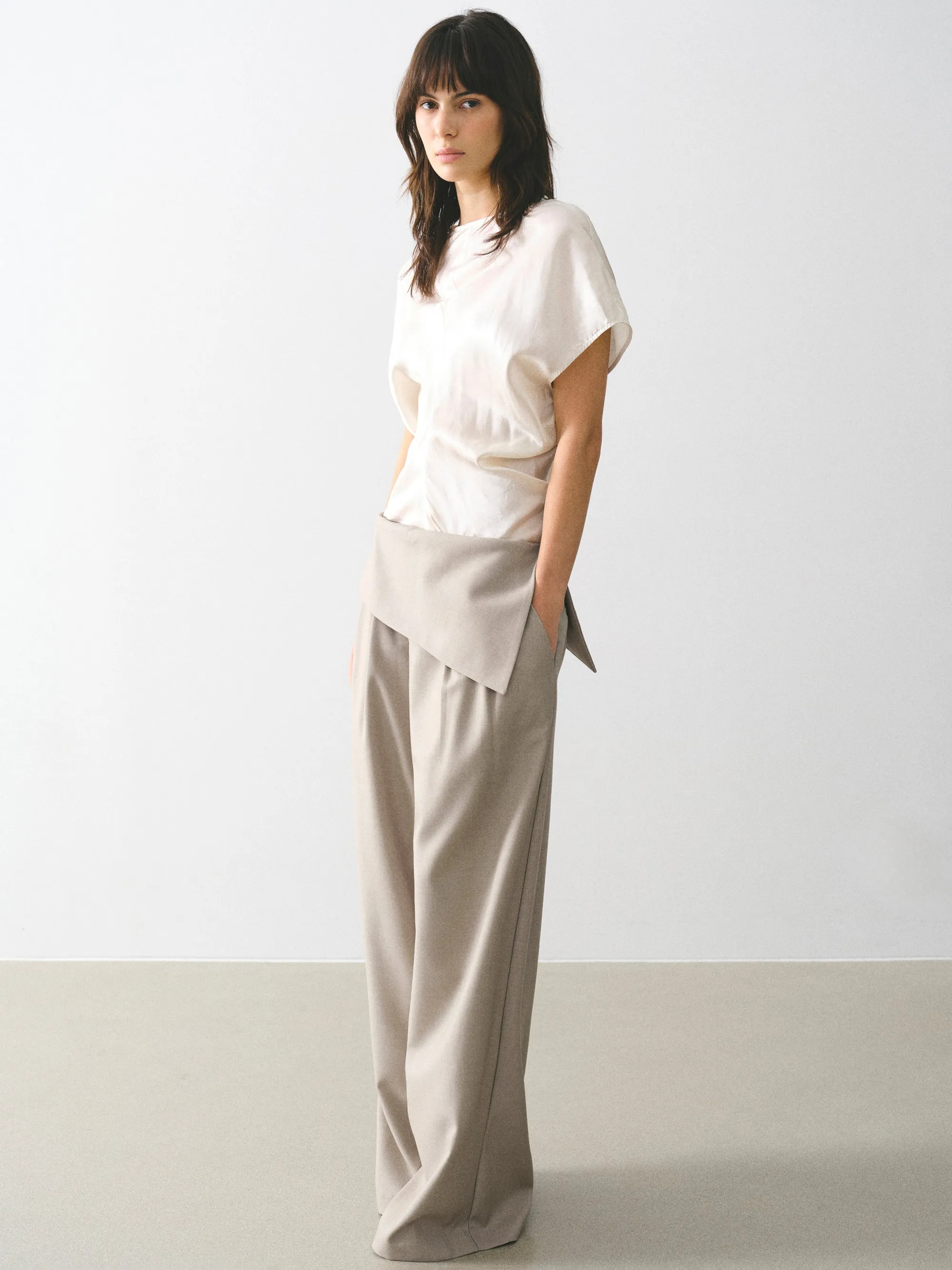 Asymmetric Folded Trousers, Beige sold by Source Unknown product image thumbnail 2