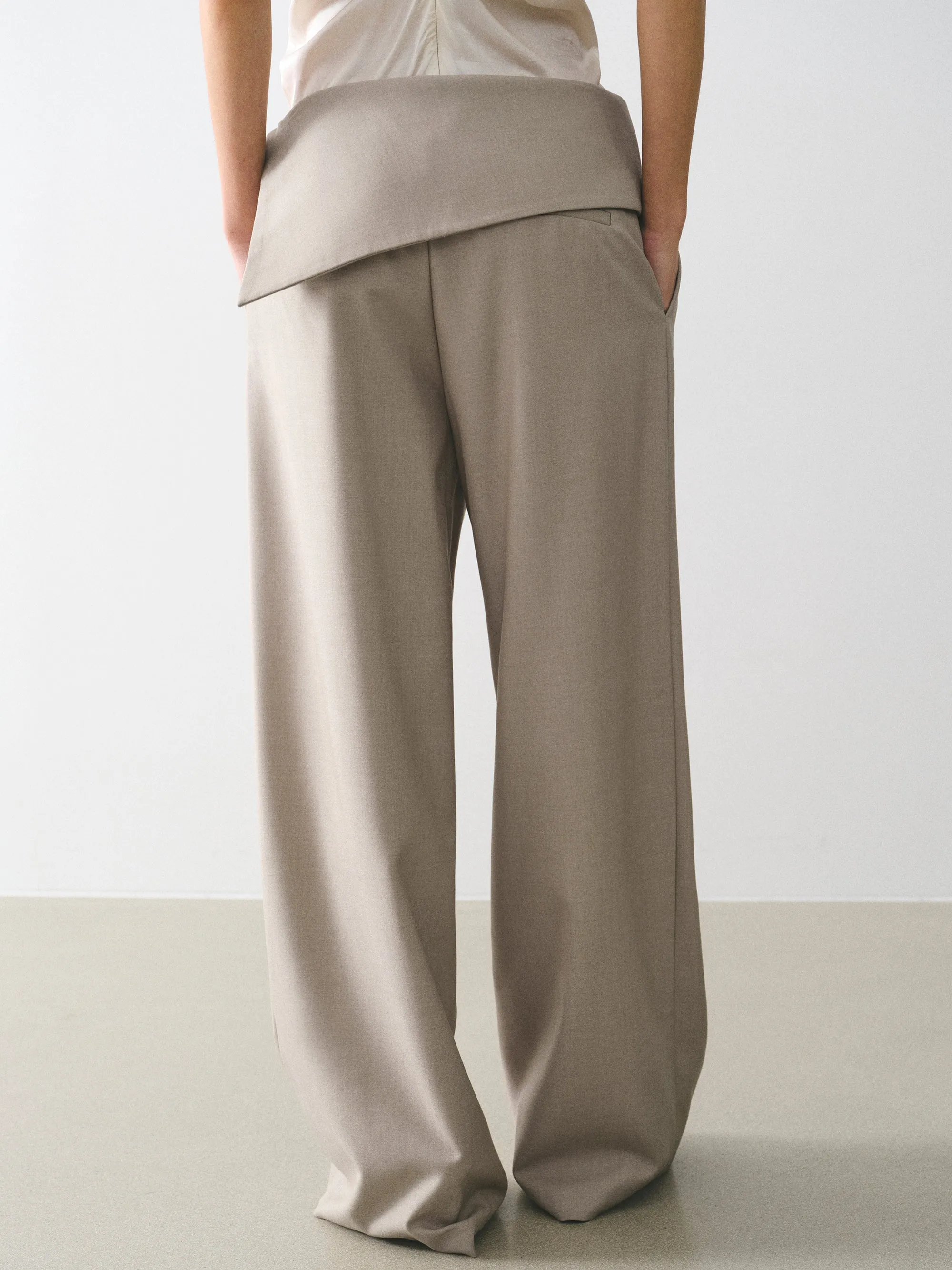 Asymmetric Folded Trousers, Beige sold by Source Unknown product image thumbnail 4