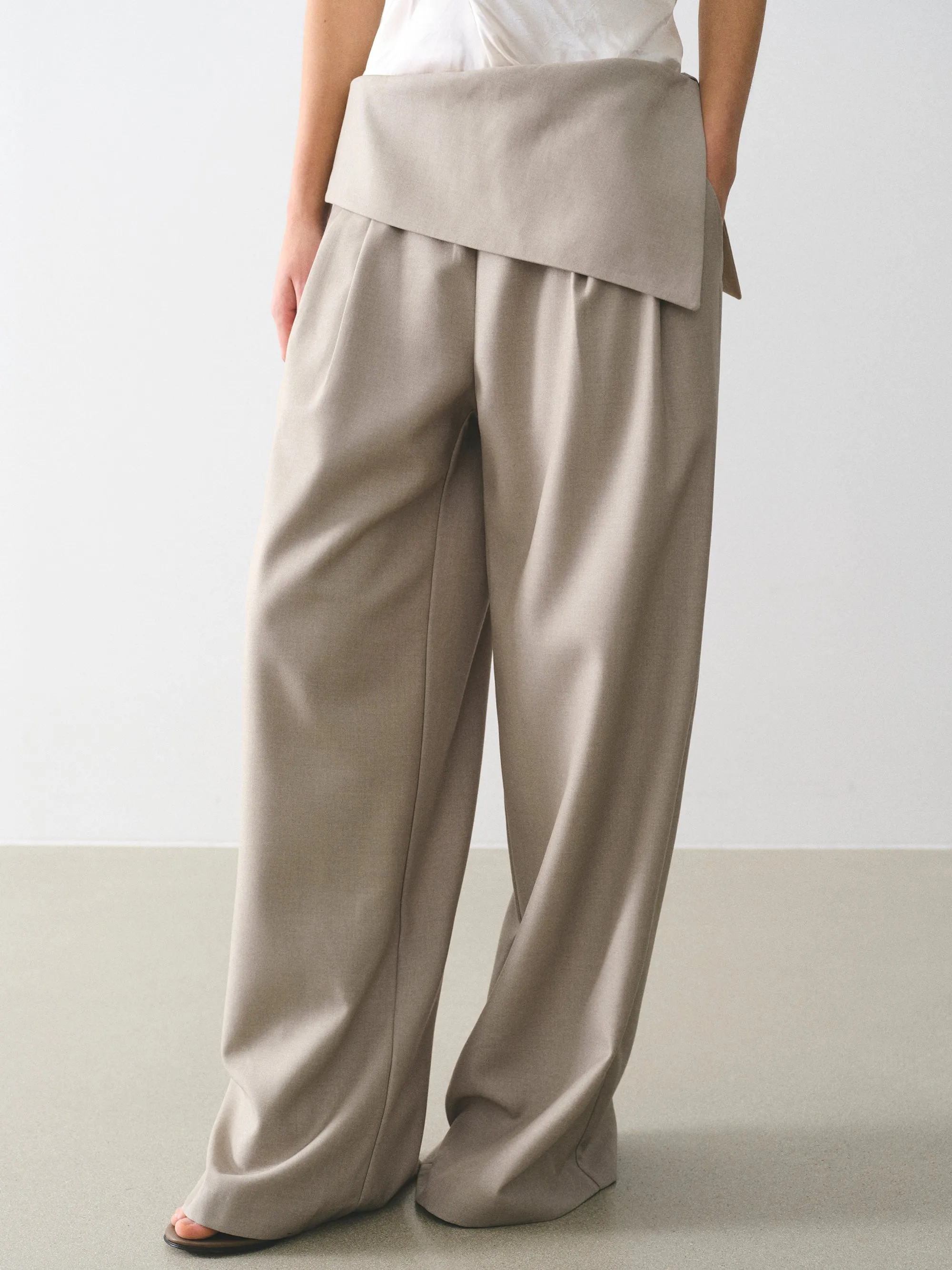 Asymmetric Folded Trousers, Beige sold by Source Unknown product image thumbnail 3