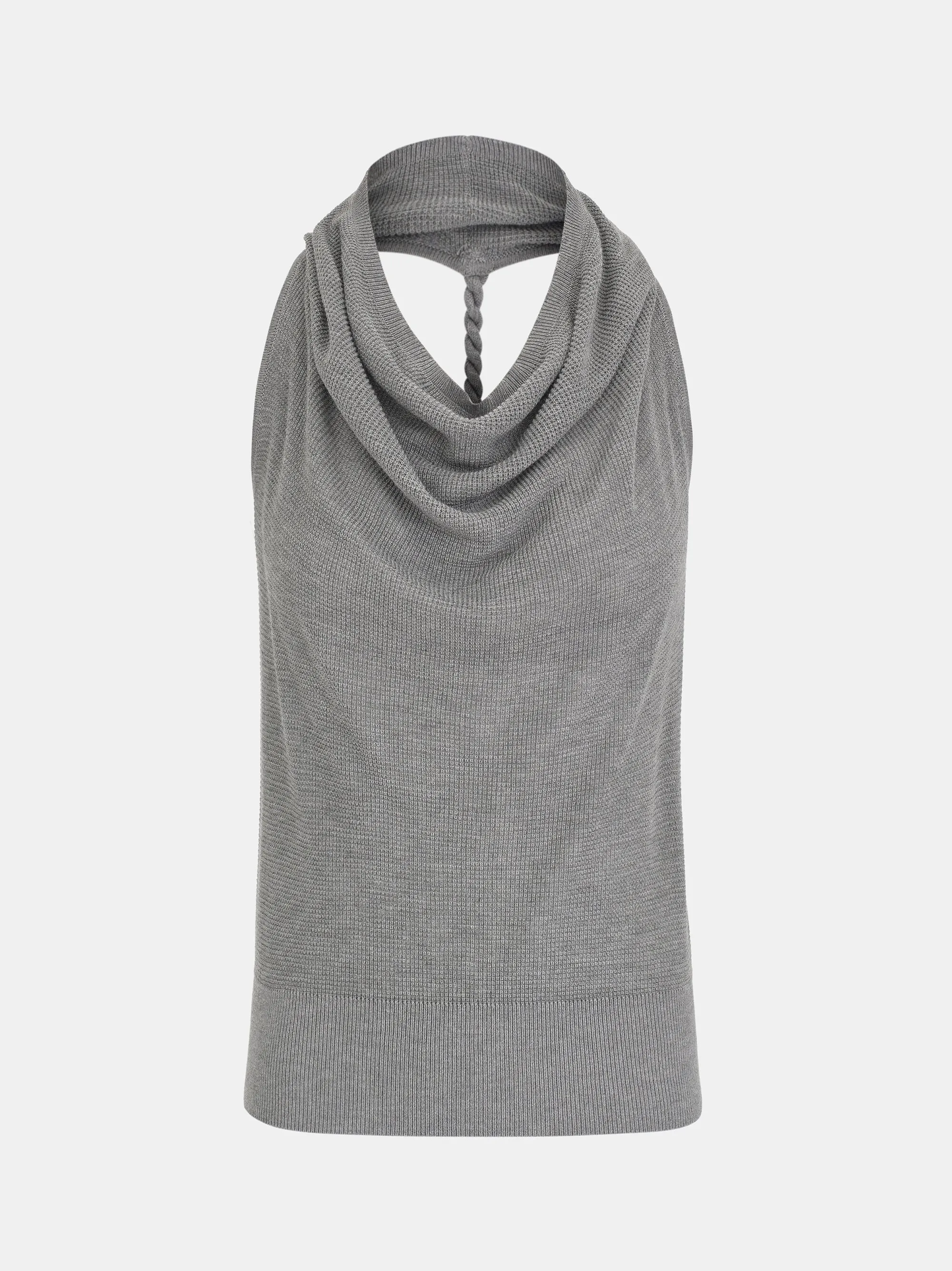 Cowl-Neck Halter Knit Top, Grey sold by Source Unknown product image thumbnail 5