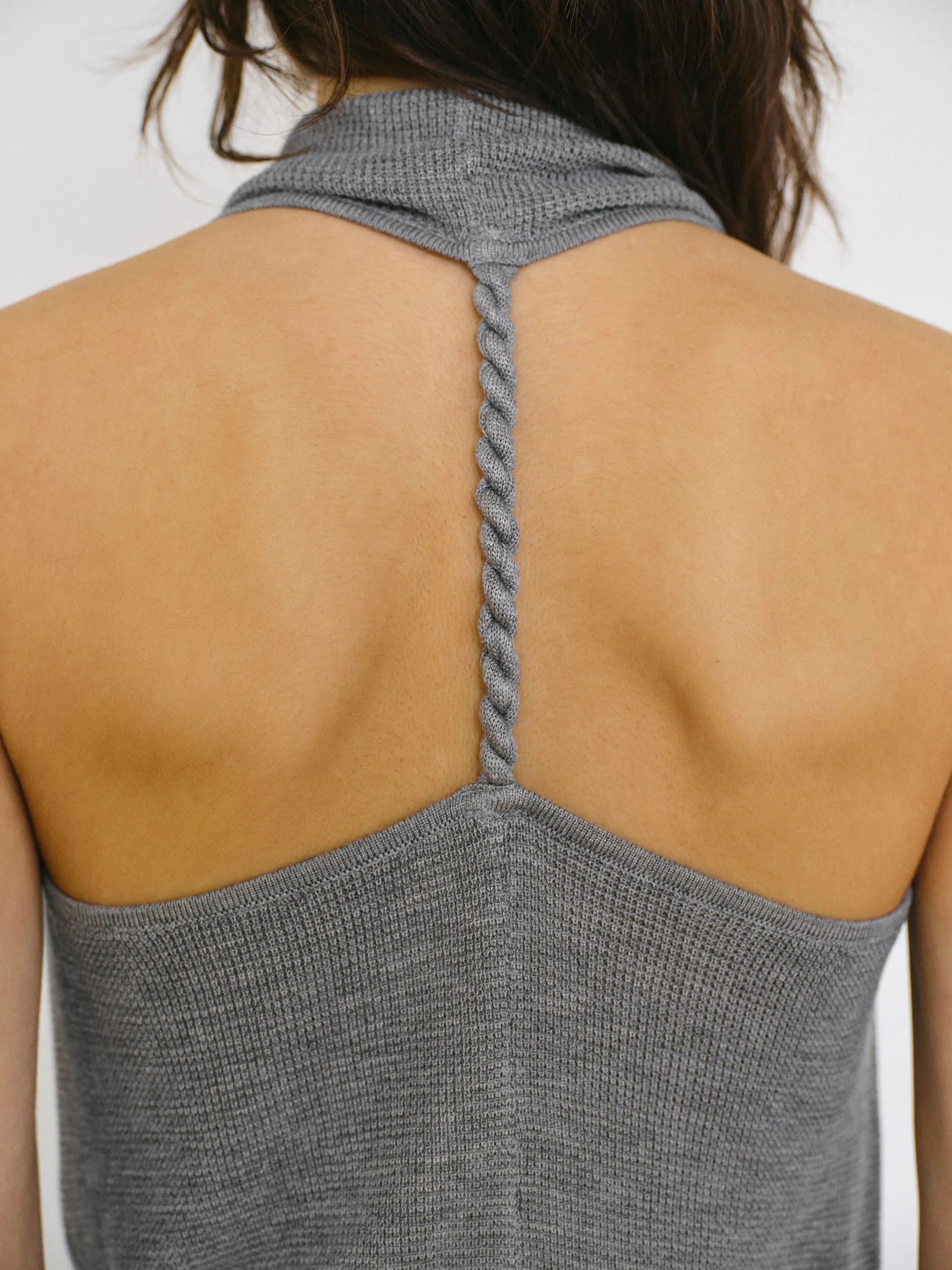 Cowl-Neck Halter Knit Top, Grey sold by Source Unknown product image thumbnail 2