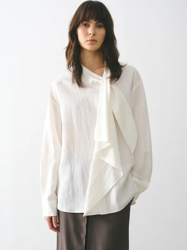 Tie-Neck Blouse, Ivory made by Source Unknown
