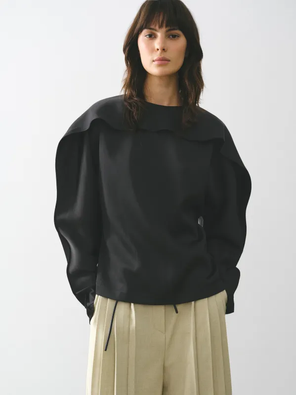 Fluid Satin Blouse, Black made by Source Unknown
