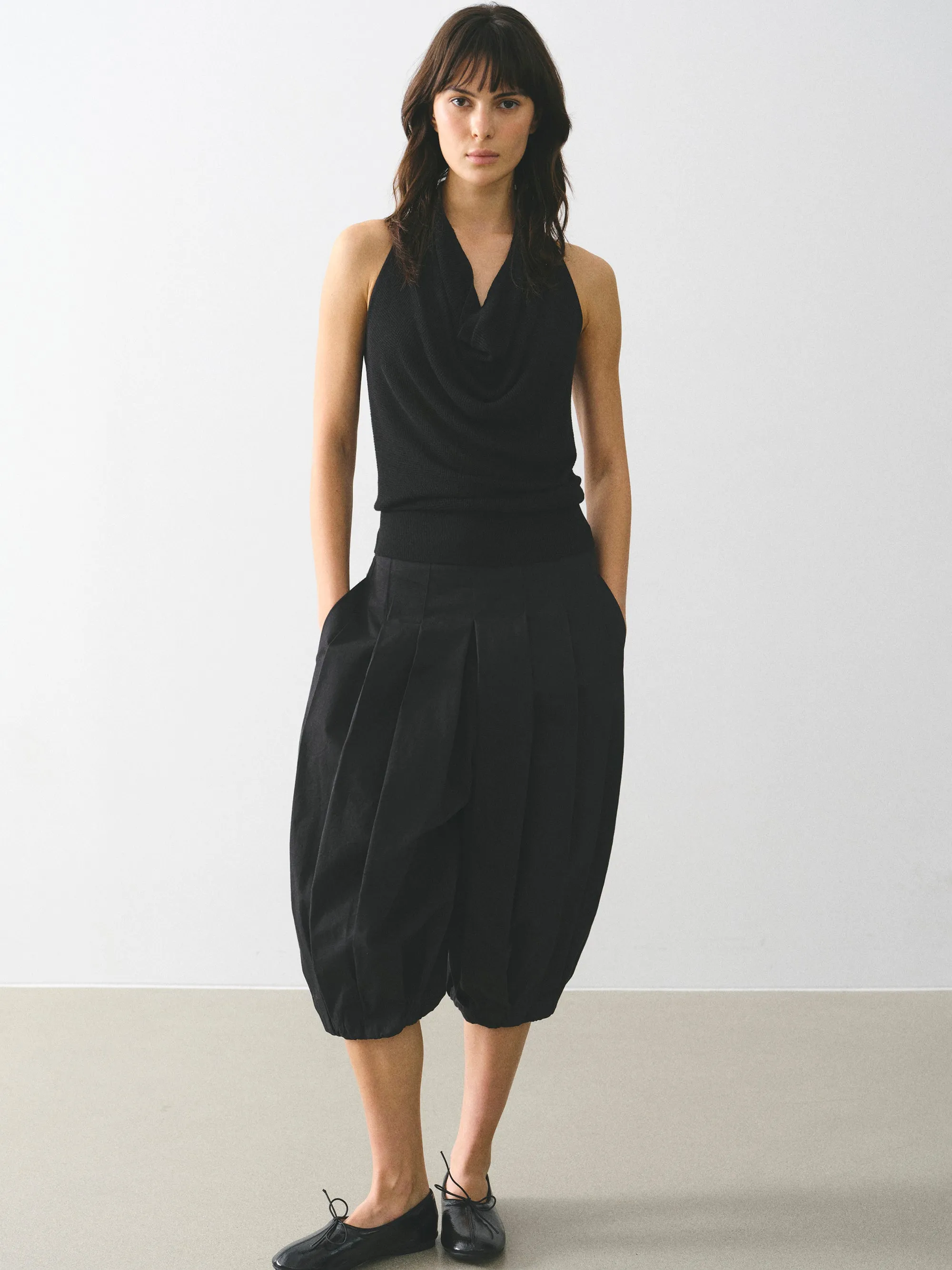 Gathered Capri Pants, Black sold by Source Unknown product image thumbnail 2