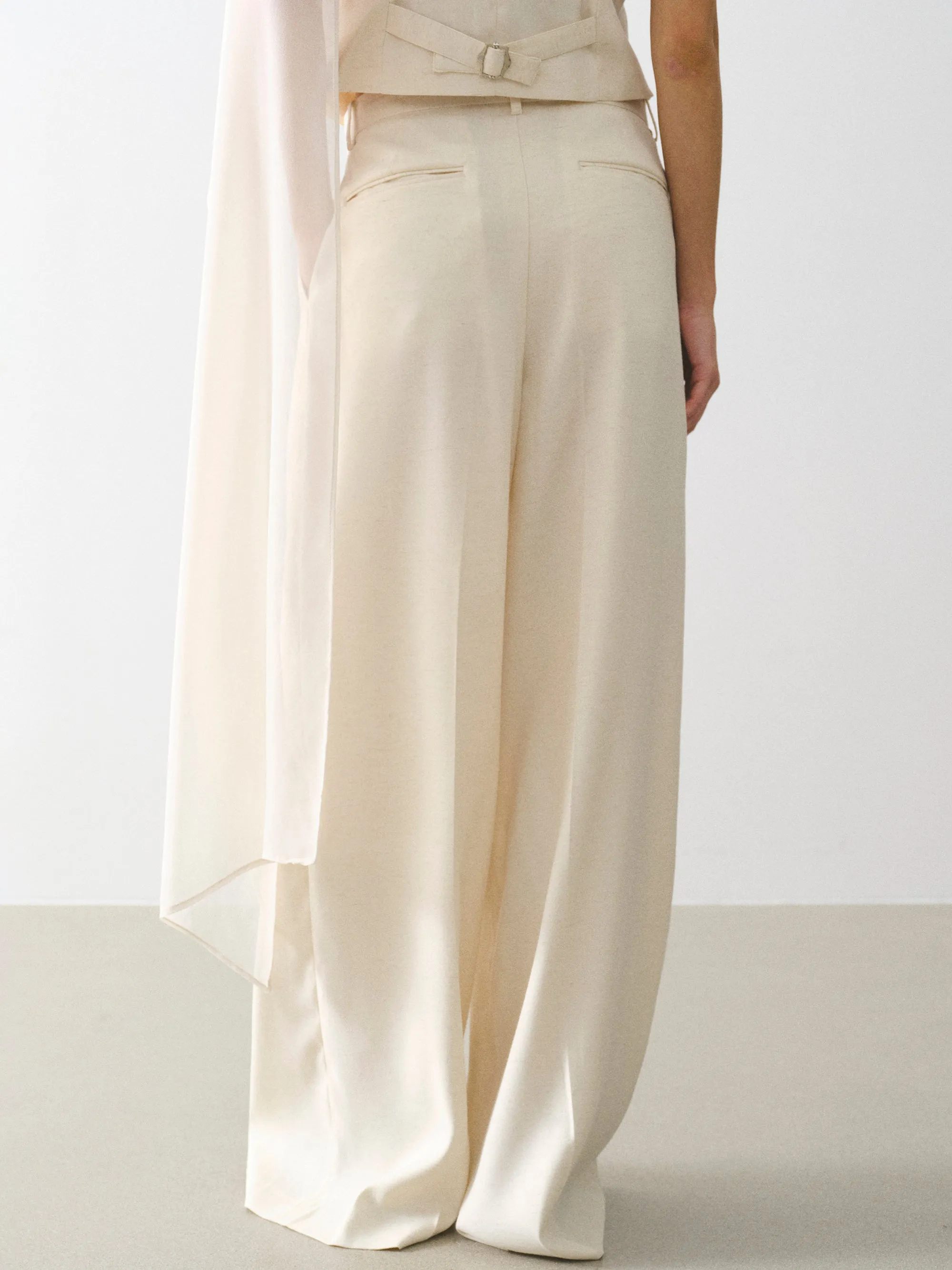 Press-Crease Tailored Trousers, Cream sold by Source Unknown product image thumbnail 5