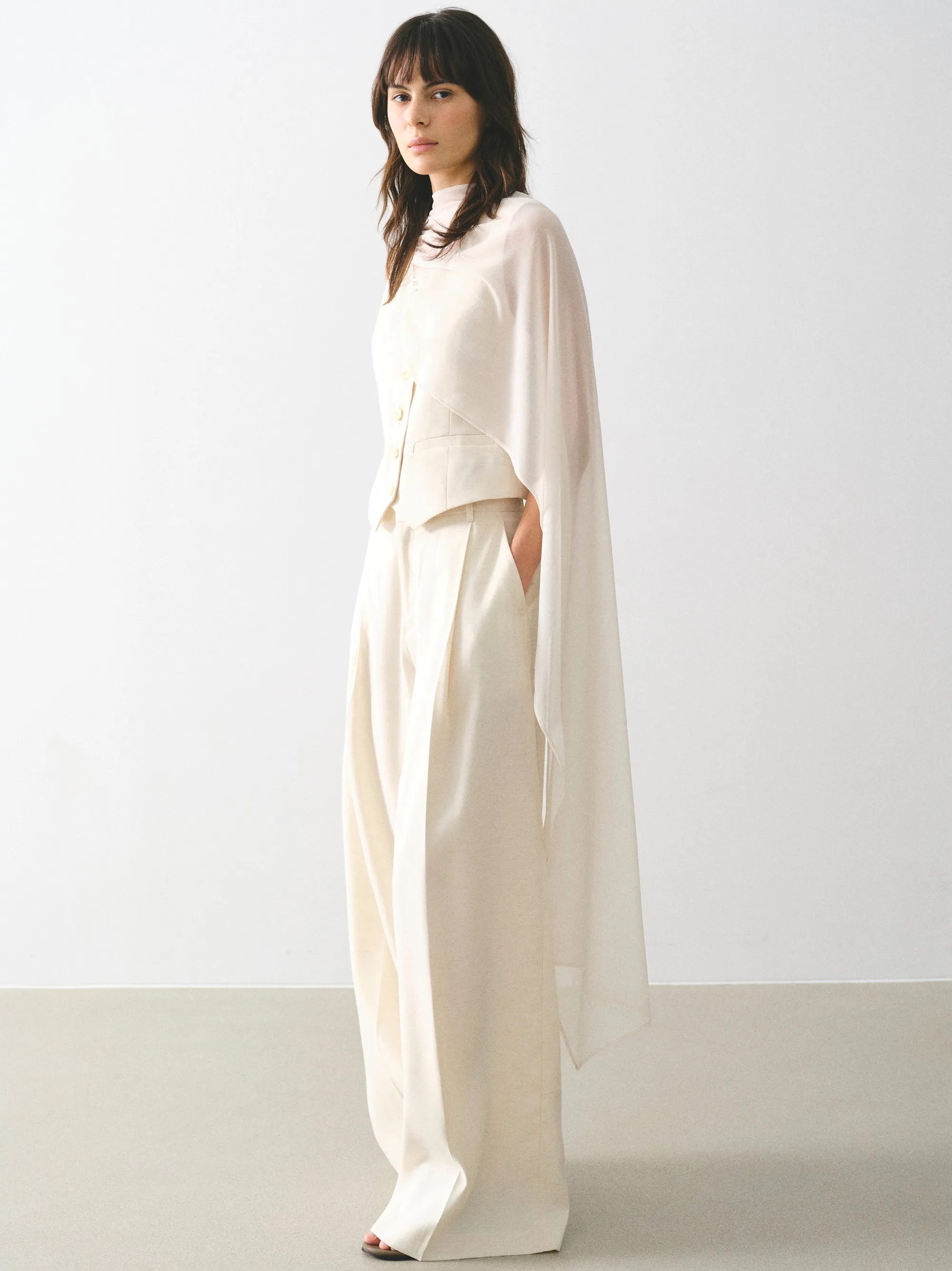 Press-Crease Tailored Trousers, Cream sold by Source Unknown product image thumbnail 2