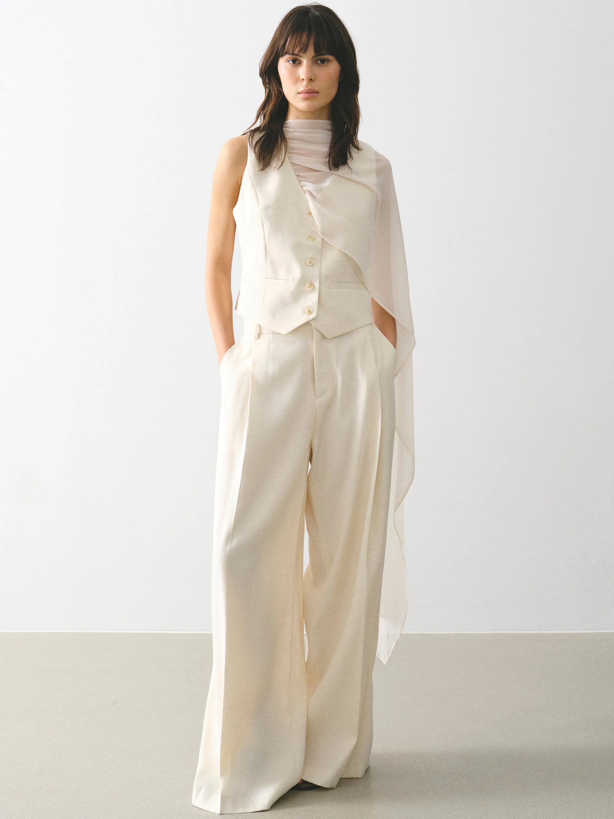Press-Crease Tailored Trousers, Cream sold by Source Unknown product image thumbnail 4