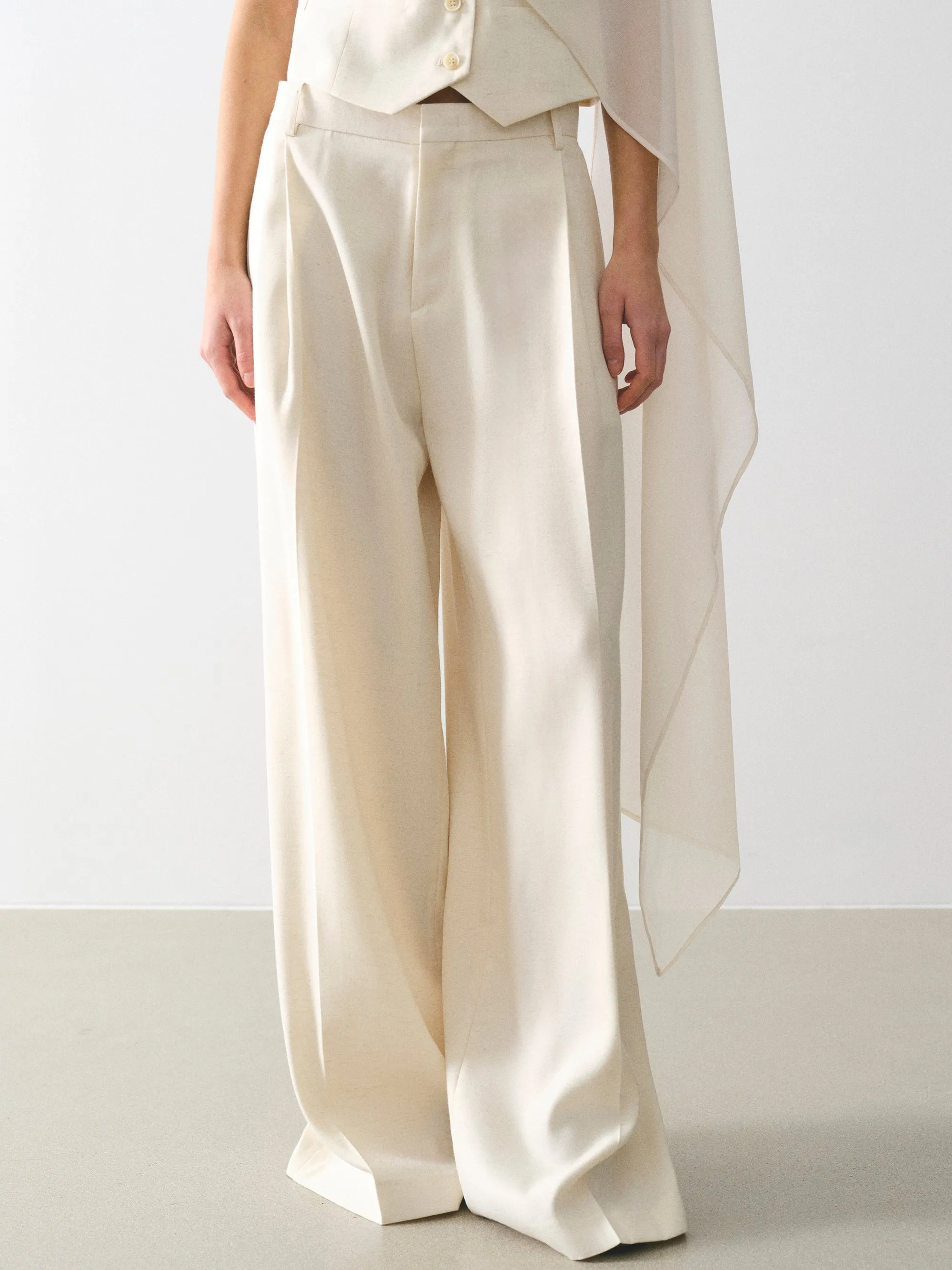 Press-Crease Tailored Trousers, Cream sold by Source Unknown product image thumbnail 3