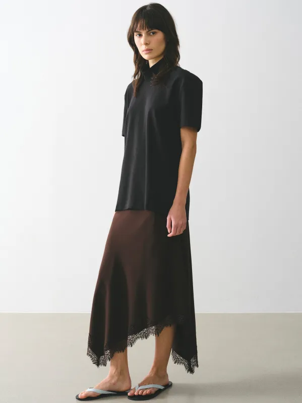 Mock-Neck Jersey T-Shirt, Black made by Source Unknown