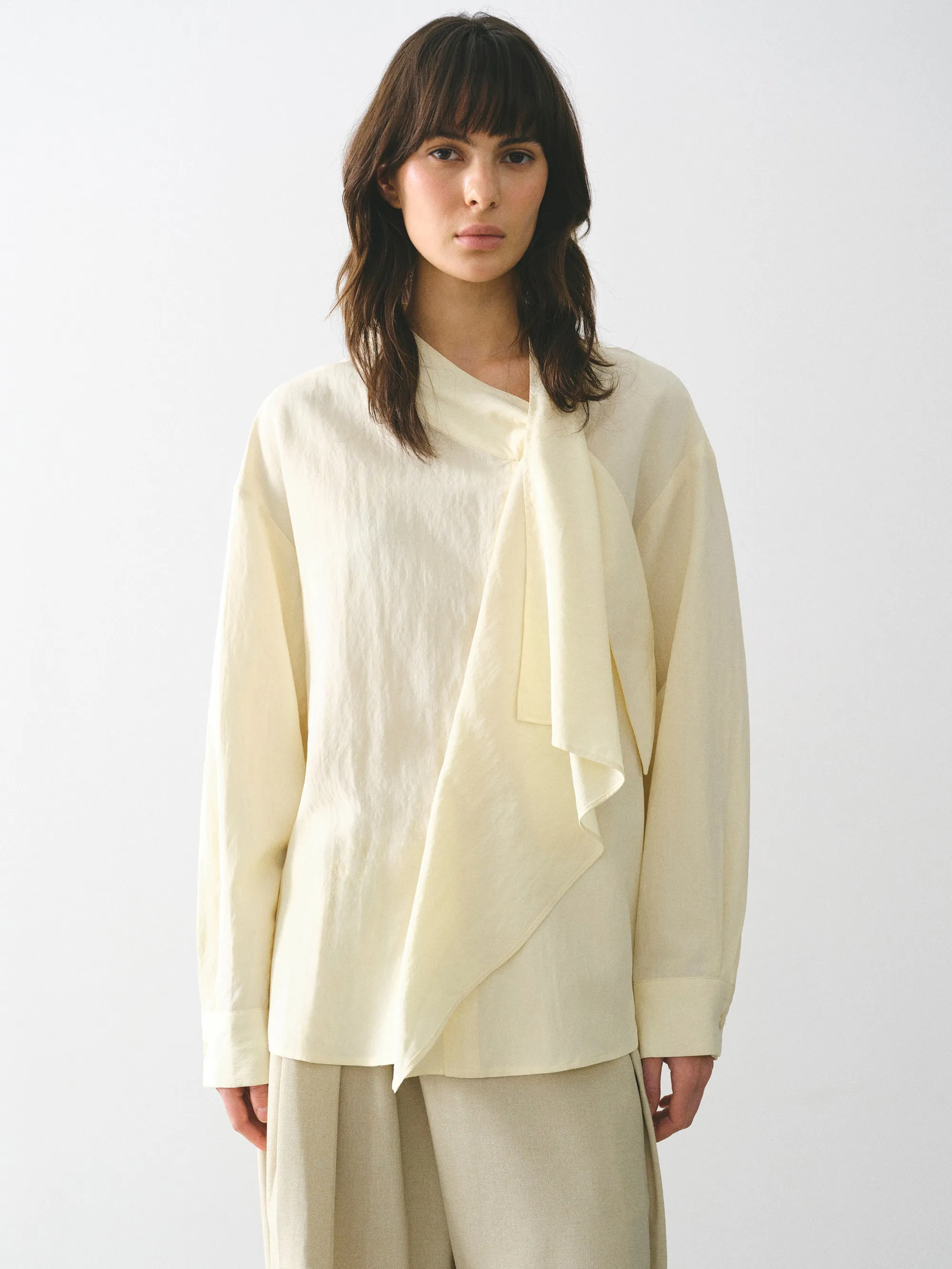 Tie-Neck Blouse, Beige sold by Source Unknown product image thumbnail 2