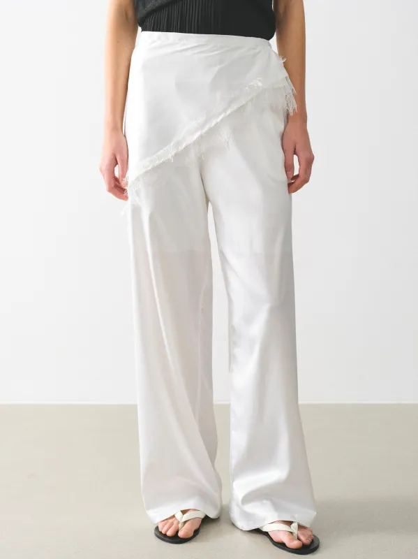 Layered Satin-Effect Trousers, Ivory made by Source Unknown