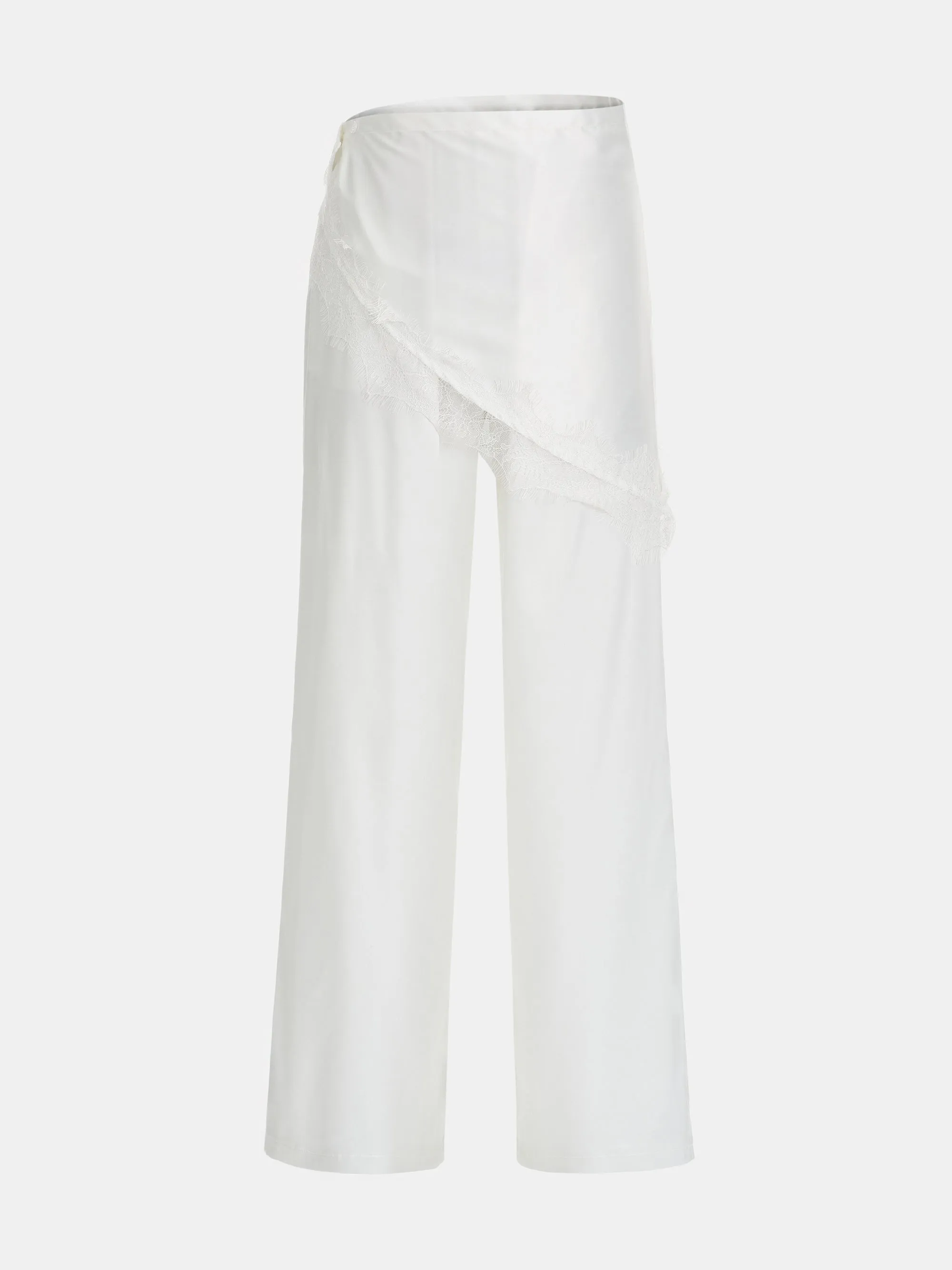 Layered Satin-Effect Trousers, Ivory sold by Source Unknown product image thumbnail 5