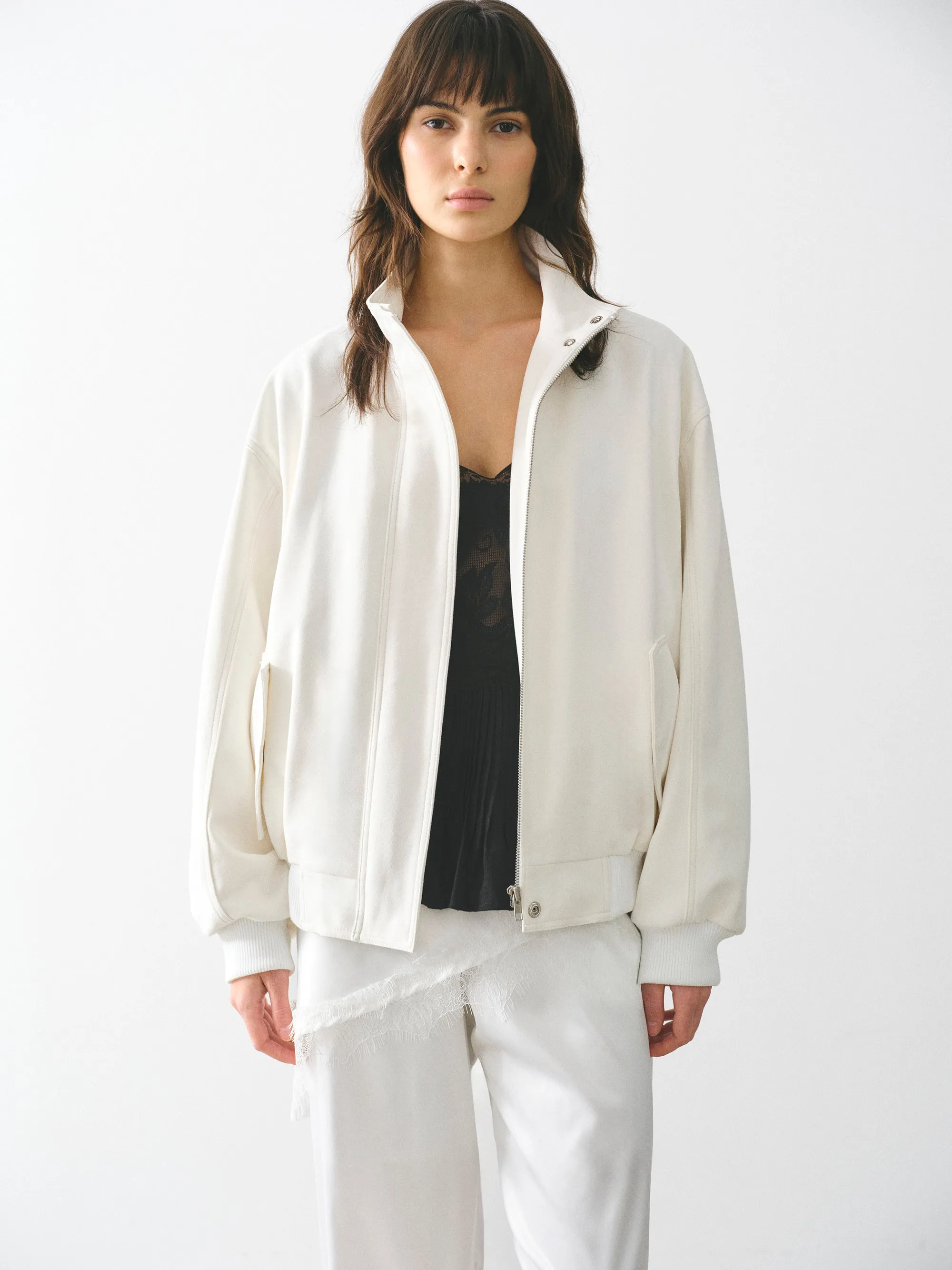 Suede-Effect Track Jacket, White sold by Source Unknown product image thumbnail 5