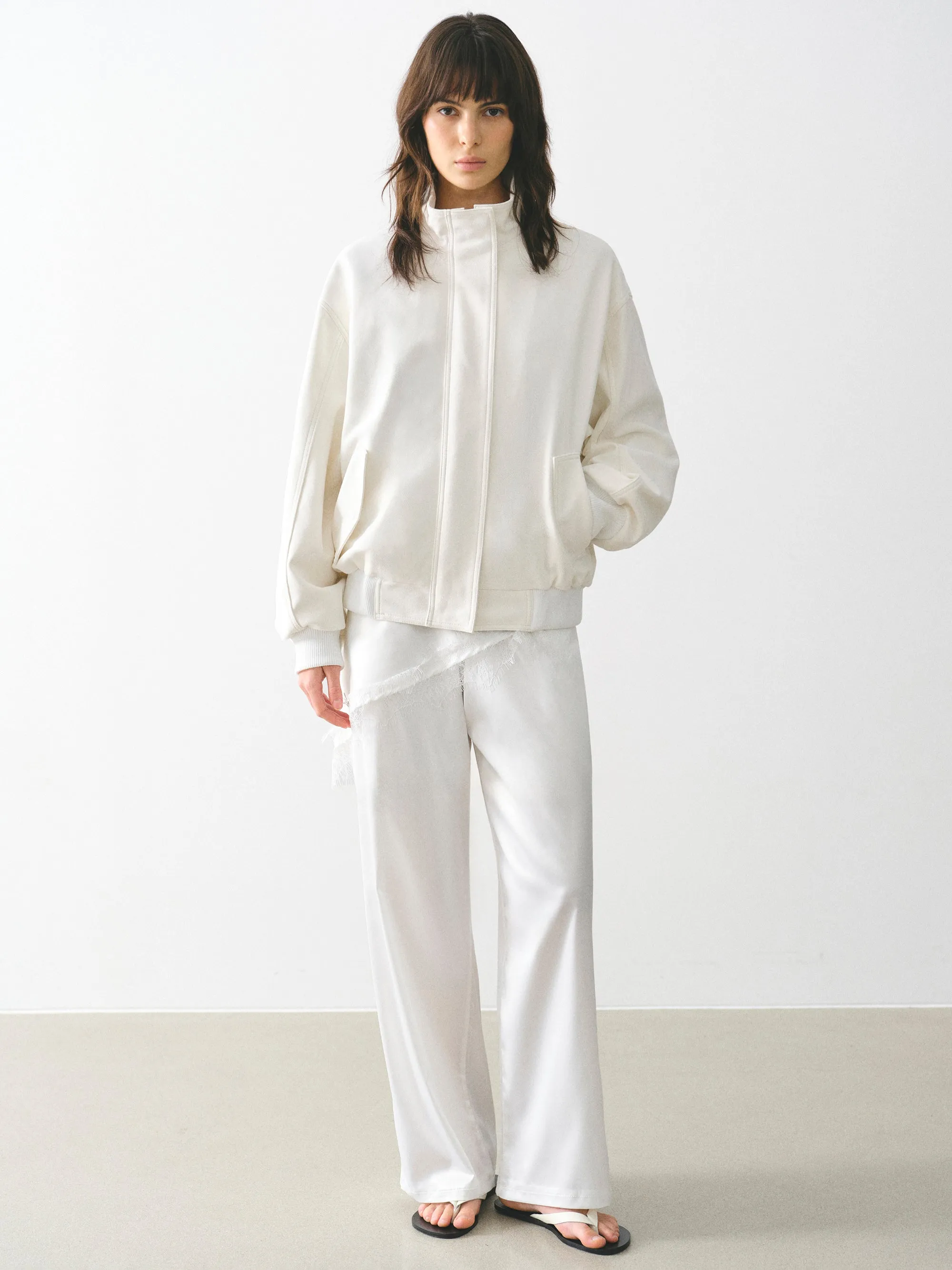Suede-Effect Track Jacket, White sold by Source Unknown product image thumbnail 4
