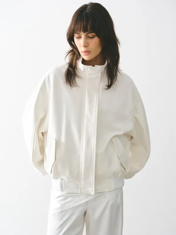 Suede-Effect Track Jacket, White made by Source Unknown
