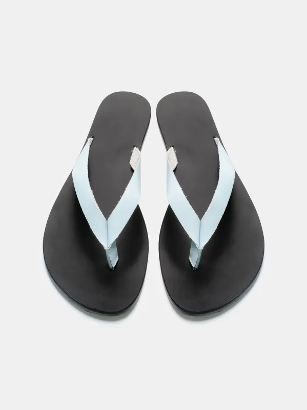 Leather Strap Flip-Flops, Light Blue made by Source Unknown
