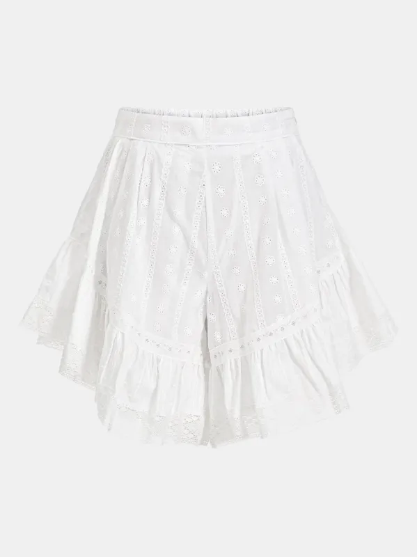 Embroidered Eyelet Shorts, White made by Source Unknown