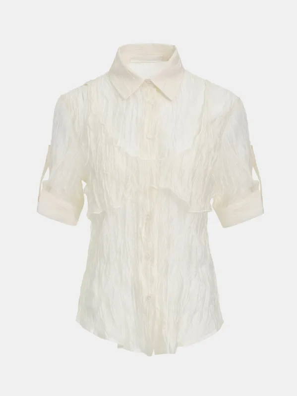 Crumpled Layered Shirt, Cream made by Source Unknown