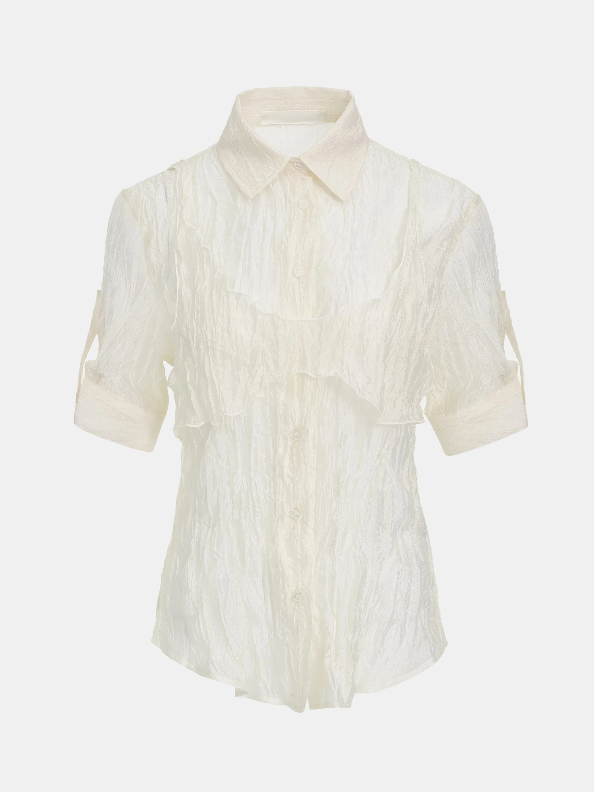 Crumpled Layered Shirt, Cream sold by Source Unknown