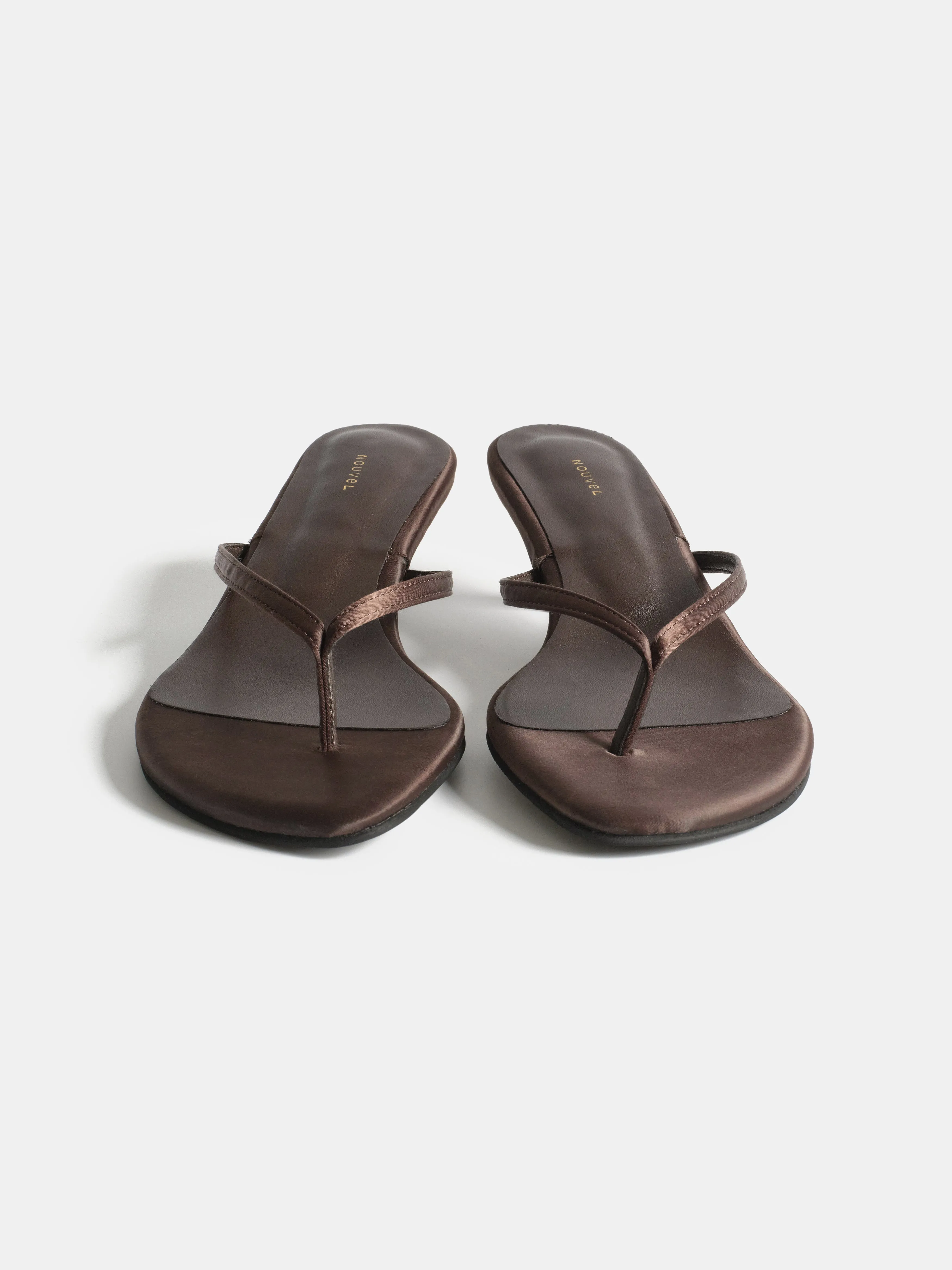 Satin Kitten Heel Sandals, Brown sold by Source Unknown product image thumbnail 3
