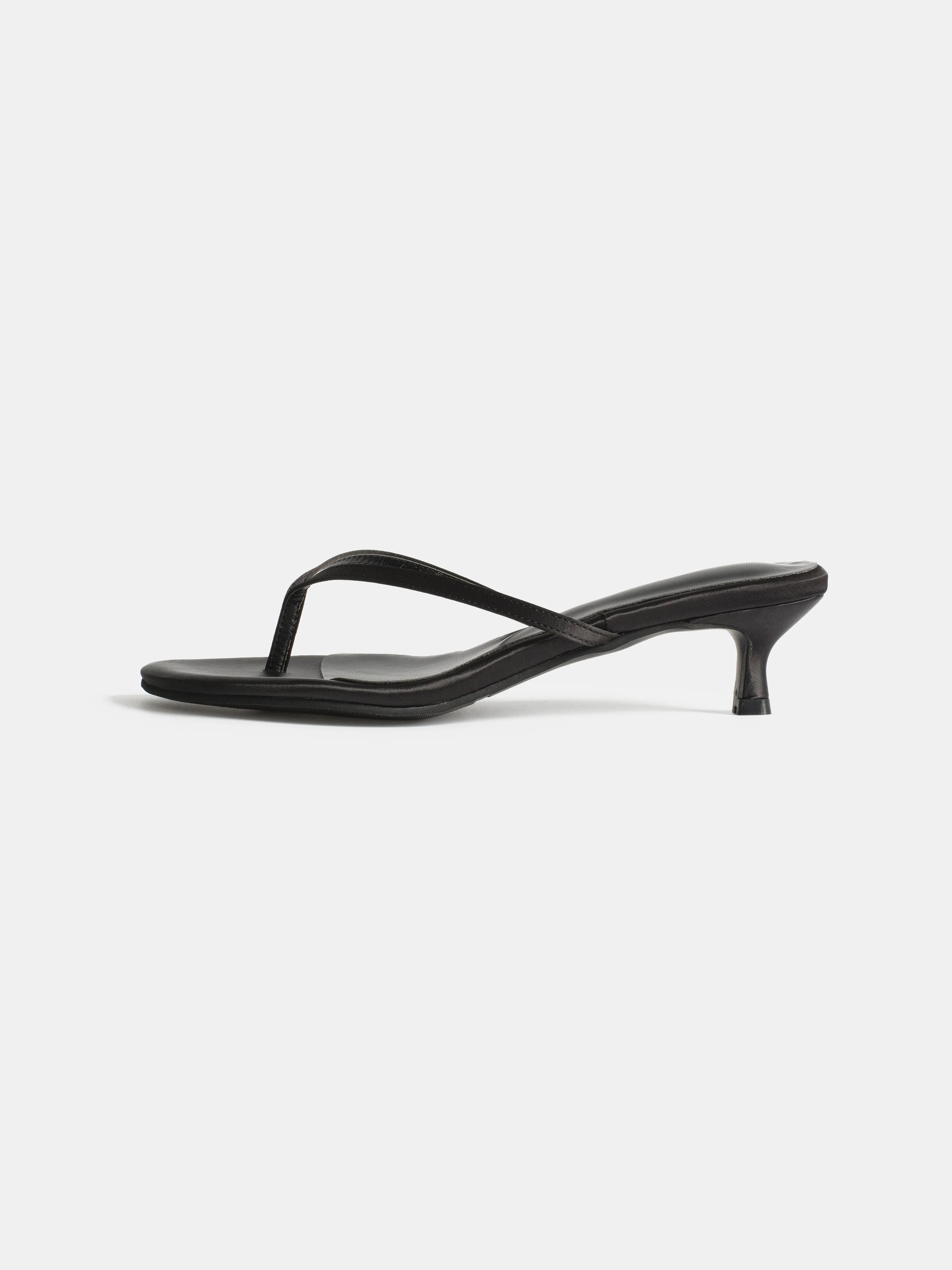 Satin Kitten Heel Sandals, Black sold by Source Unknown