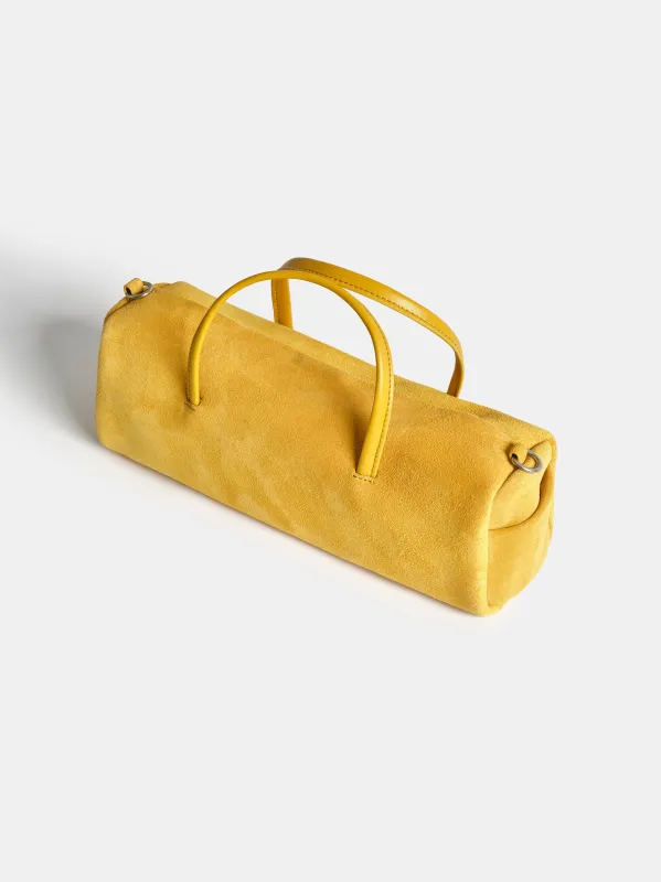Suede Barrel Bag, Yellow made by Source Unknown