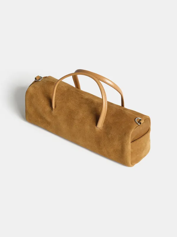 Suede Barrel Bag, Mocha made by Source Unknown