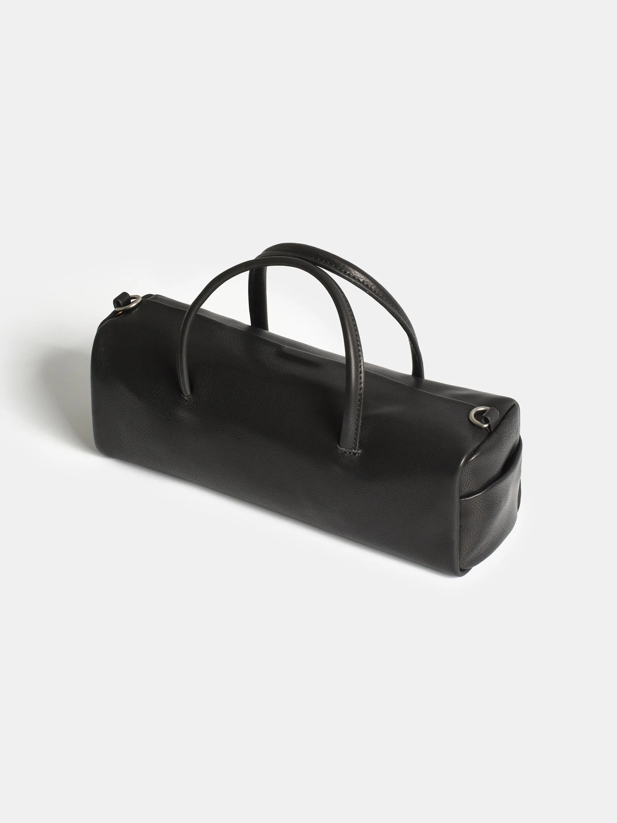 Leather Barrel Bag, Black sold by Source Unknown