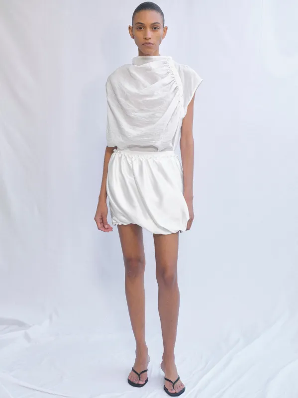 Ruched Puffball Shorts, Ivory made by Source Unknown