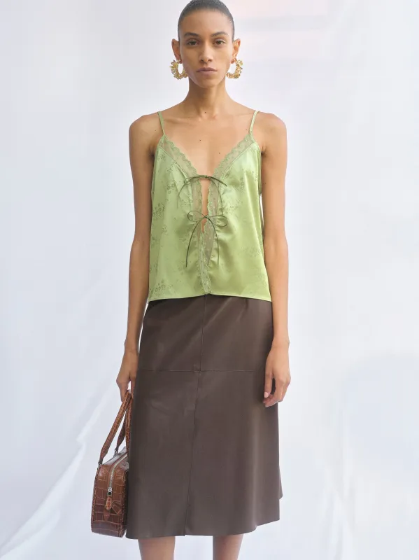 Tie-Front Camisole, Green made by Source Unknown