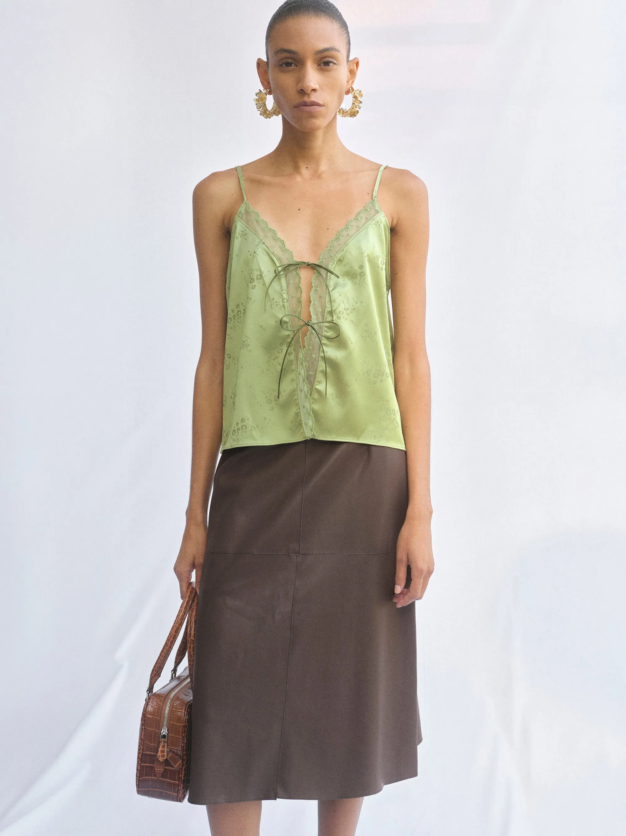 Tie-Front Camisole, Green sold by Source Unknown