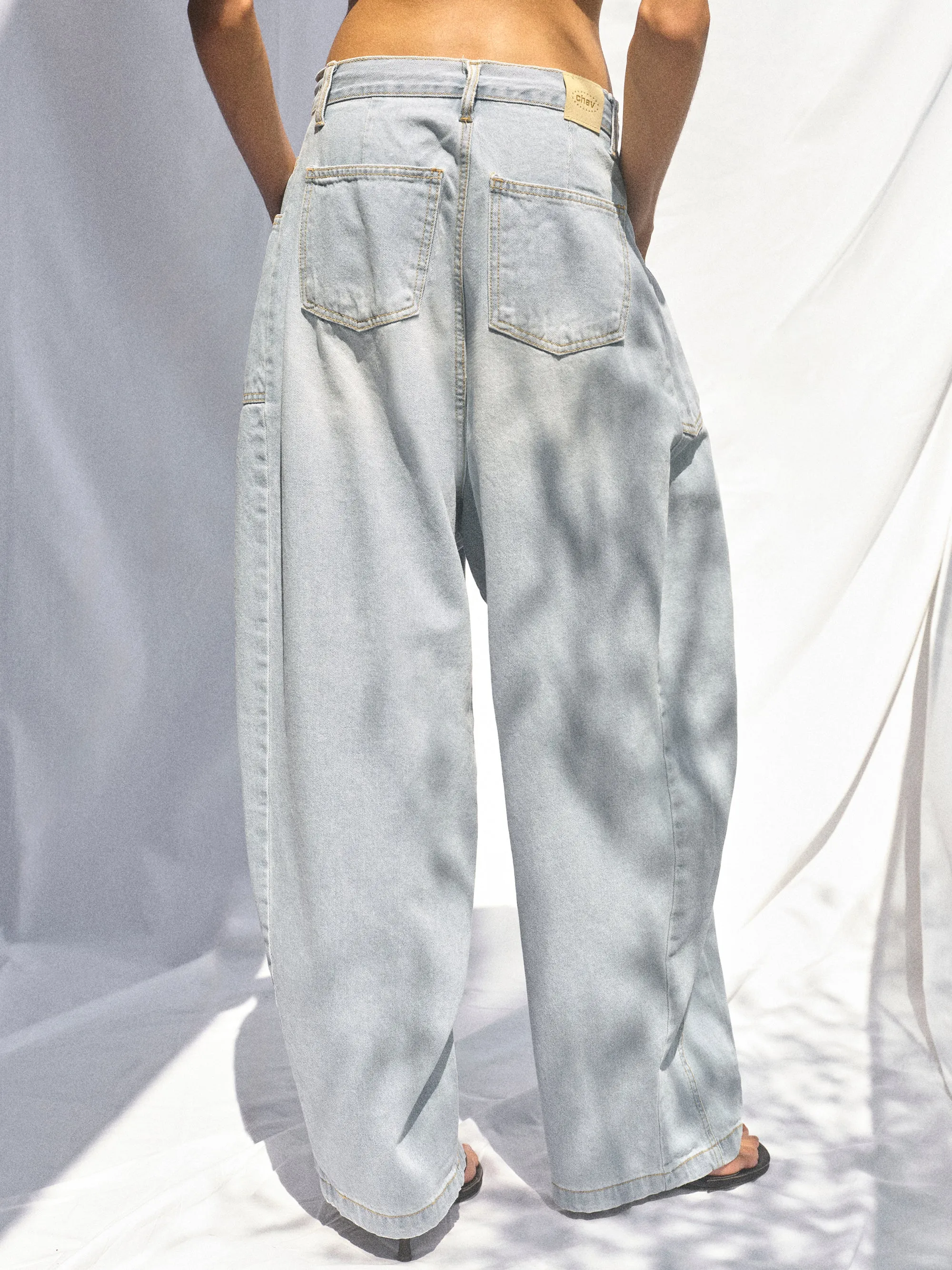 Panel-Seam Wide-Leg Jeans, Light Blue sold by Source Unknown product image thumbnail 4