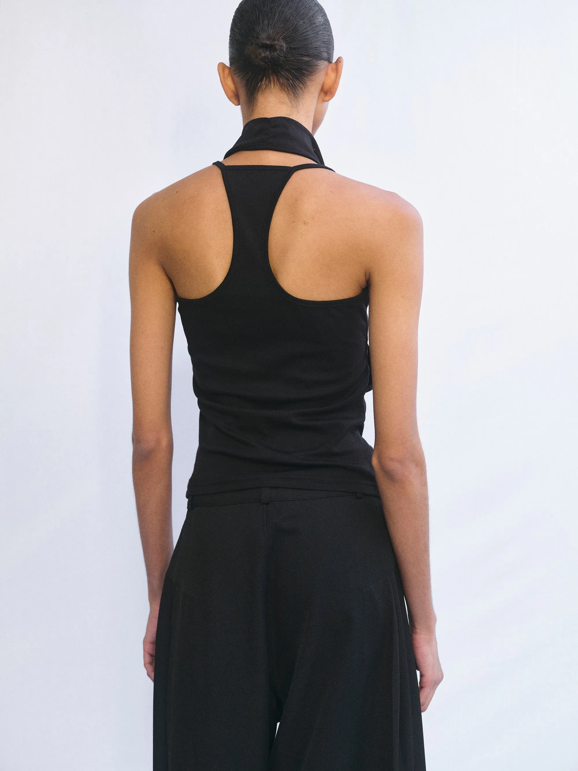 Layered Cowl Halter Top, Black sold by Source Unknown product image thumbnail 2