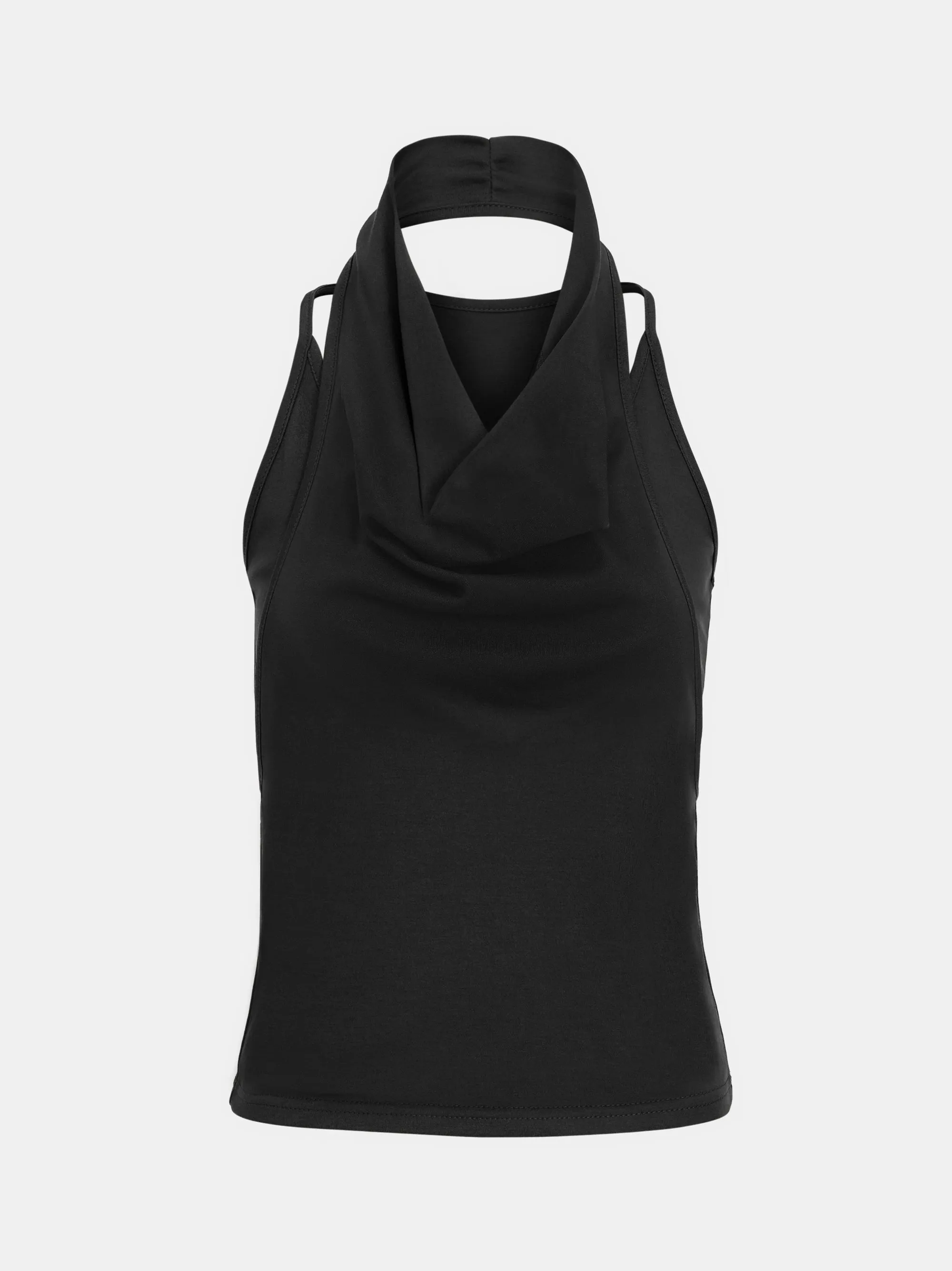 Layered Cowl Halter Top, Black sold by Source Unknown product image thumbnail 4