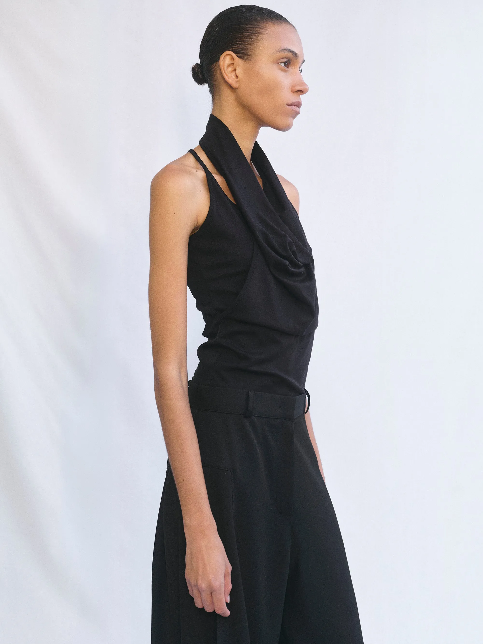 Layered Cowl Halter Top, Black sold by Source Unknown product image thumbnail 3