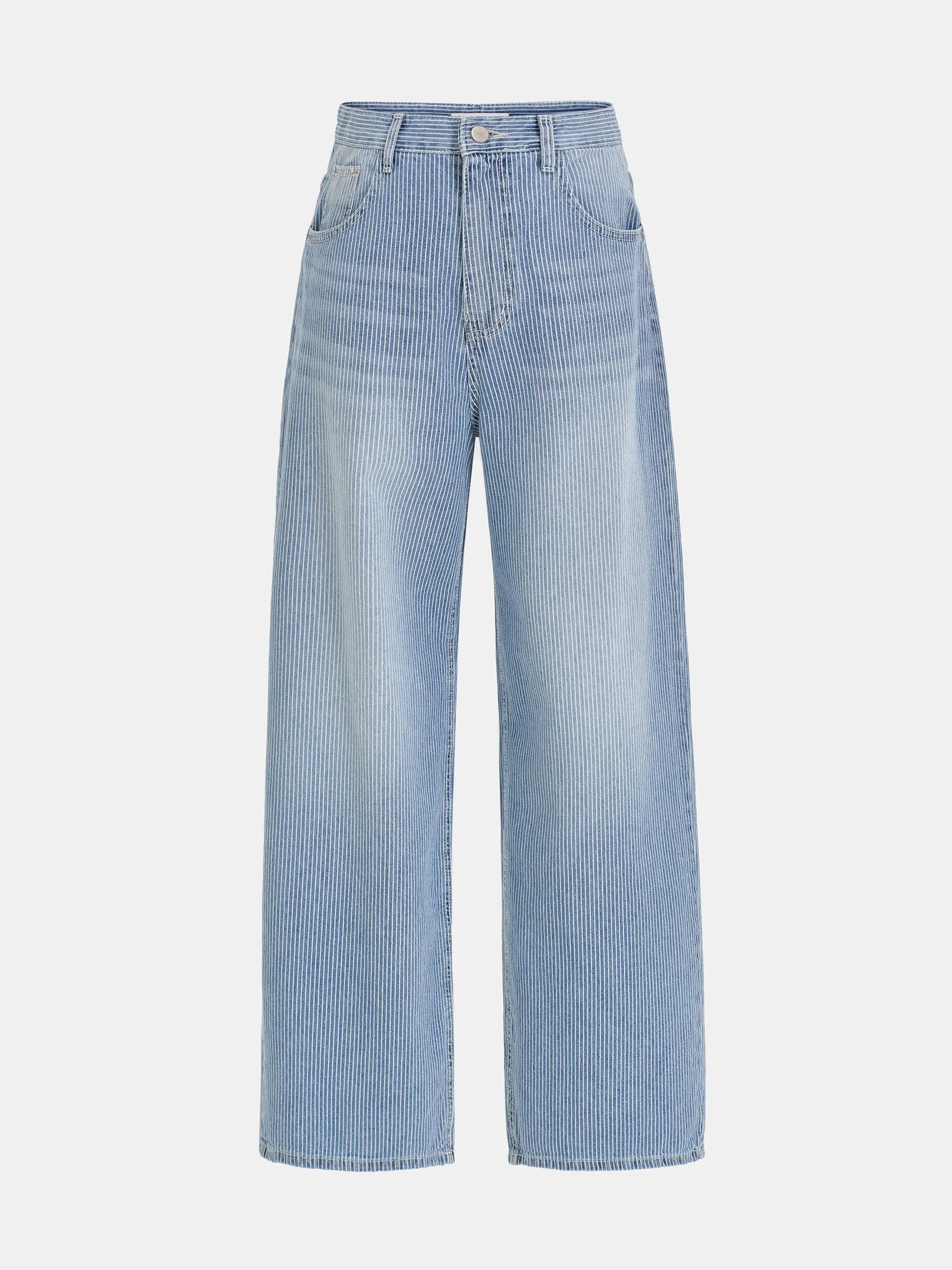 Pinstripe Wide-Leg Jeans, Washed Blue sold by Source Unknown product image thumbnail 5