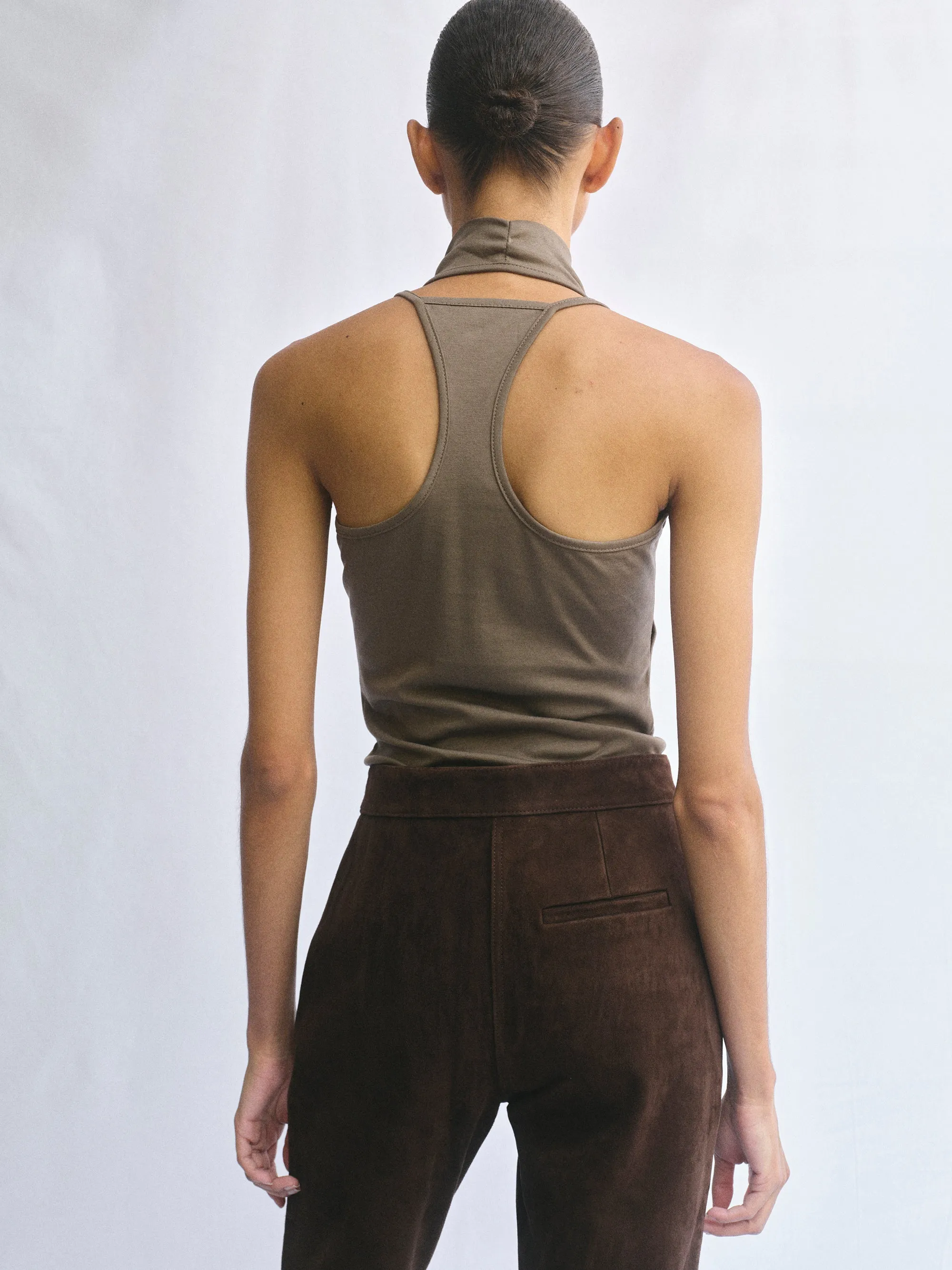 Layered Cowl Halter Top, Khaki sold by Source Unknown product image thumbnail 2