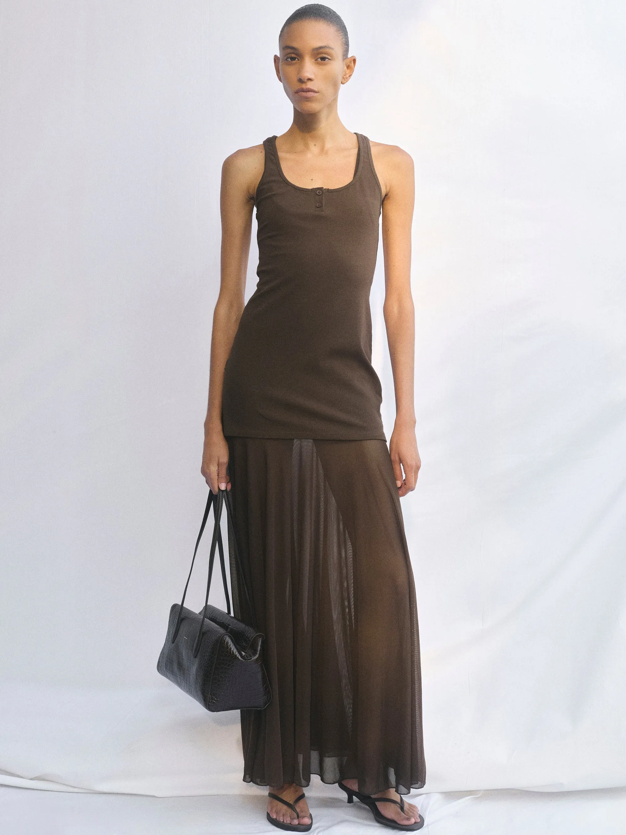Layered Tank Dress, Brown sold by Source Unknown product image thumbnail 3