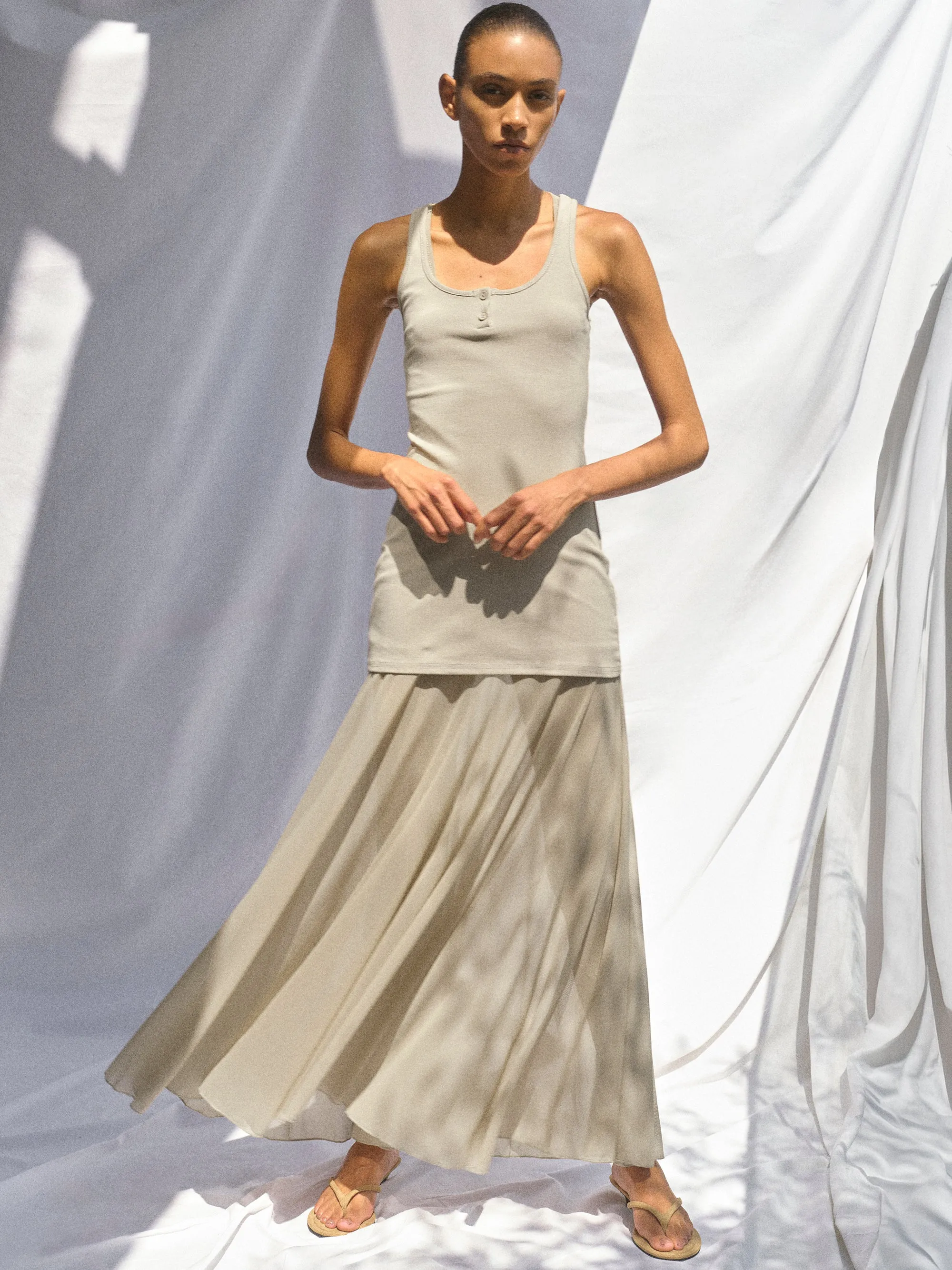 Layered Tank Dress, Beige sold by Source Unknown