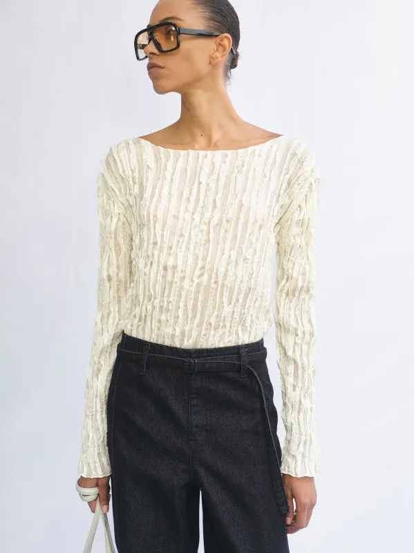 Ripple Voile Blouse, Cream made by Source Unknown