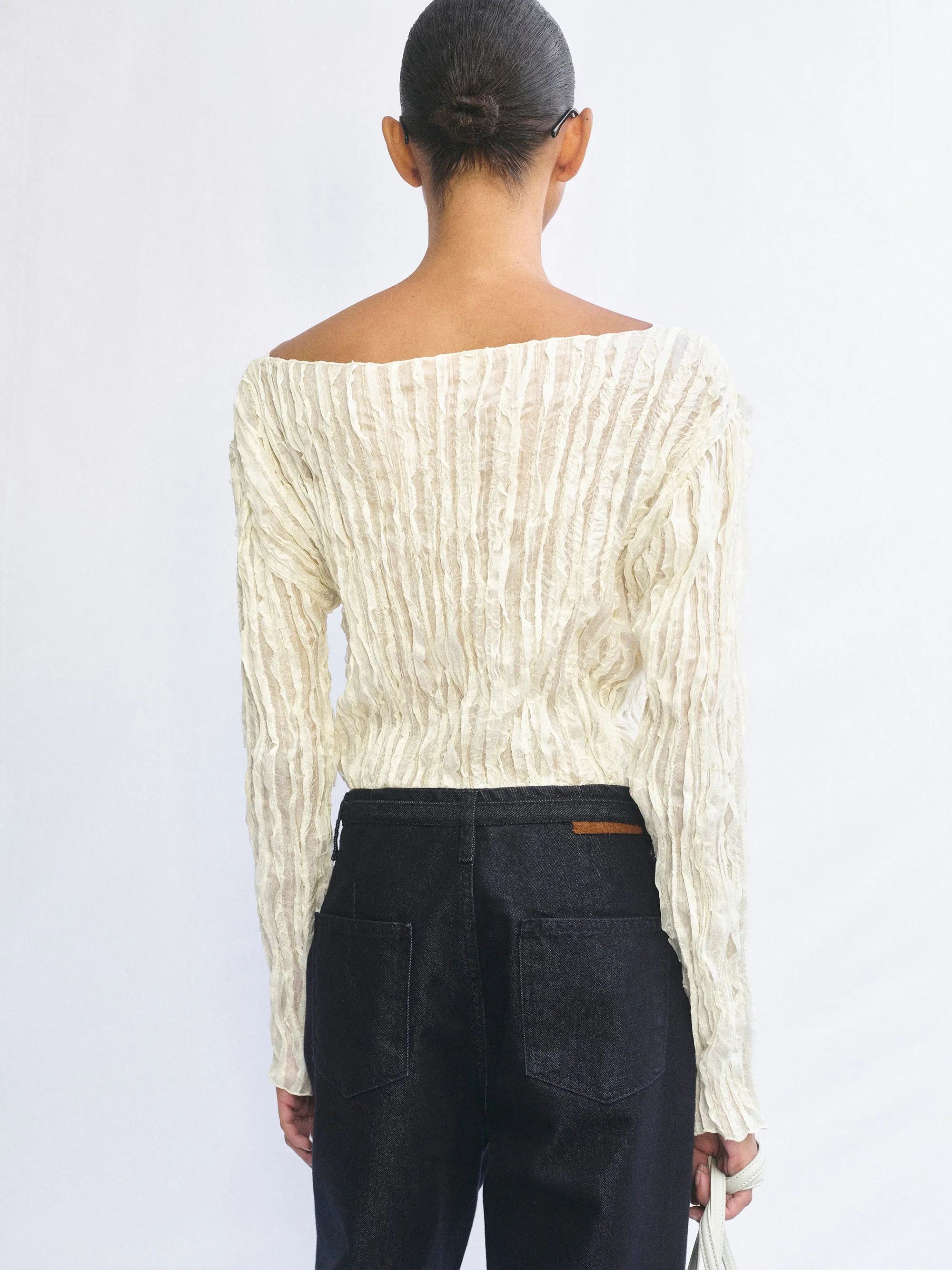 Ripple Voile Blouse, Cream sold by Source Unknown product image thumbnail 4