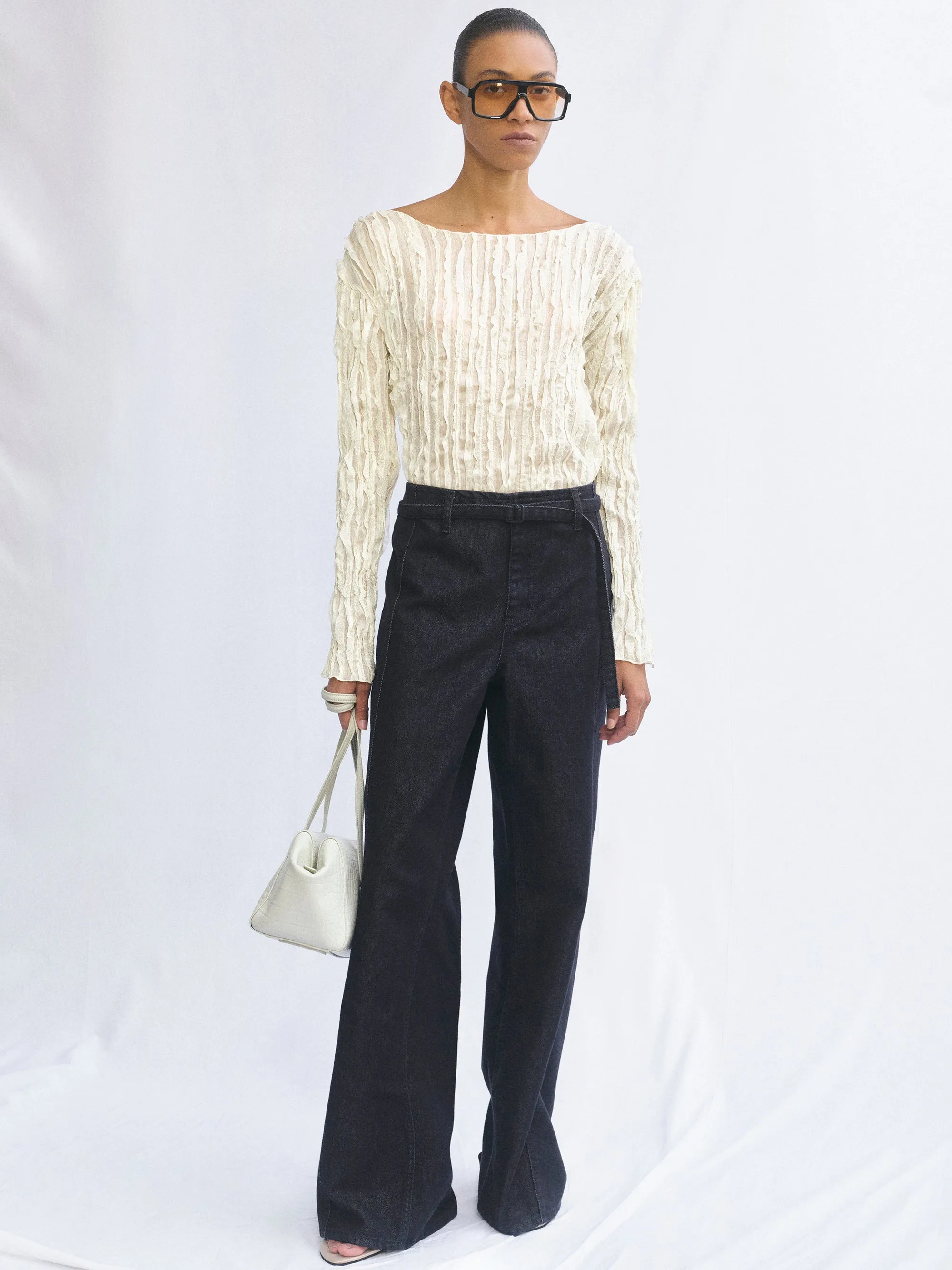 Ripple Voile Blouse, Cream sold by Source Unknown product image thumbnail 3