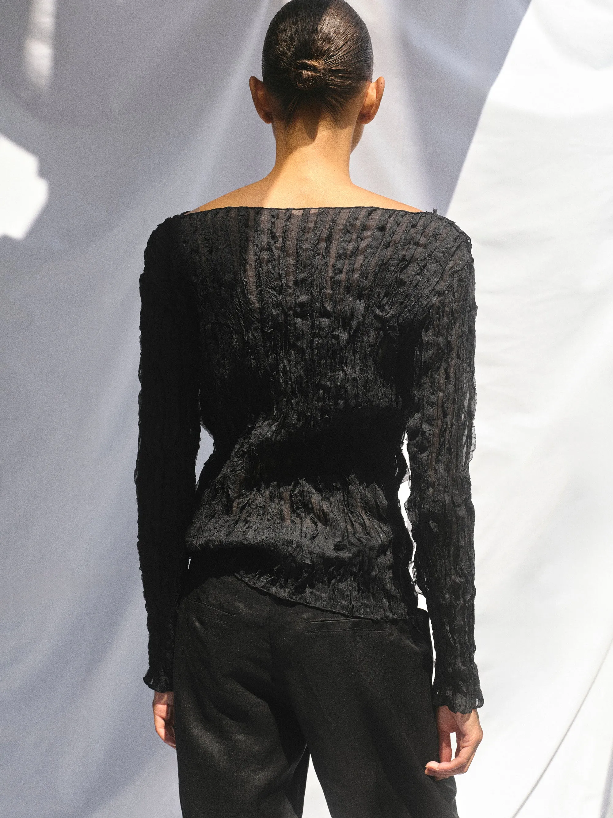 Ripple Voile Blouse, Black sold by Source Unknown product image thumbnail 3