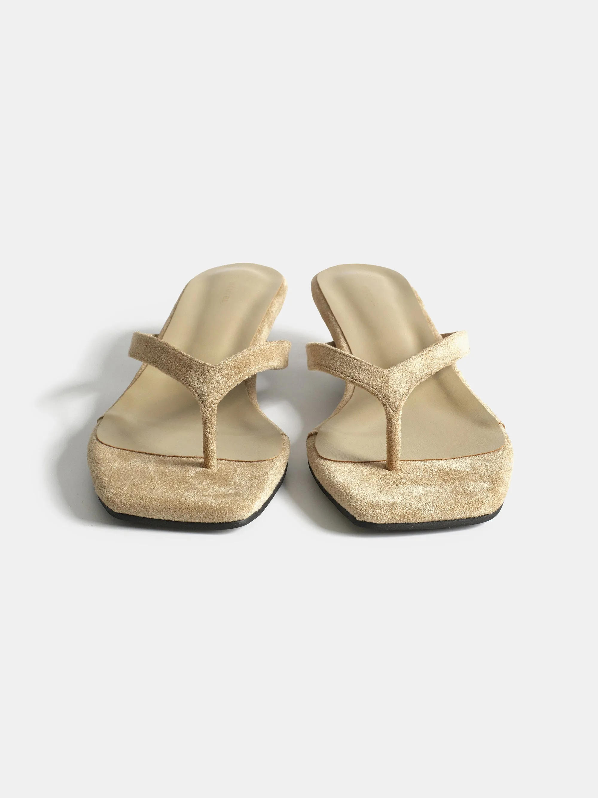 Suede Square-Toe Thong Sandals, Beige sold by Source Unknown product image thumbnail 3